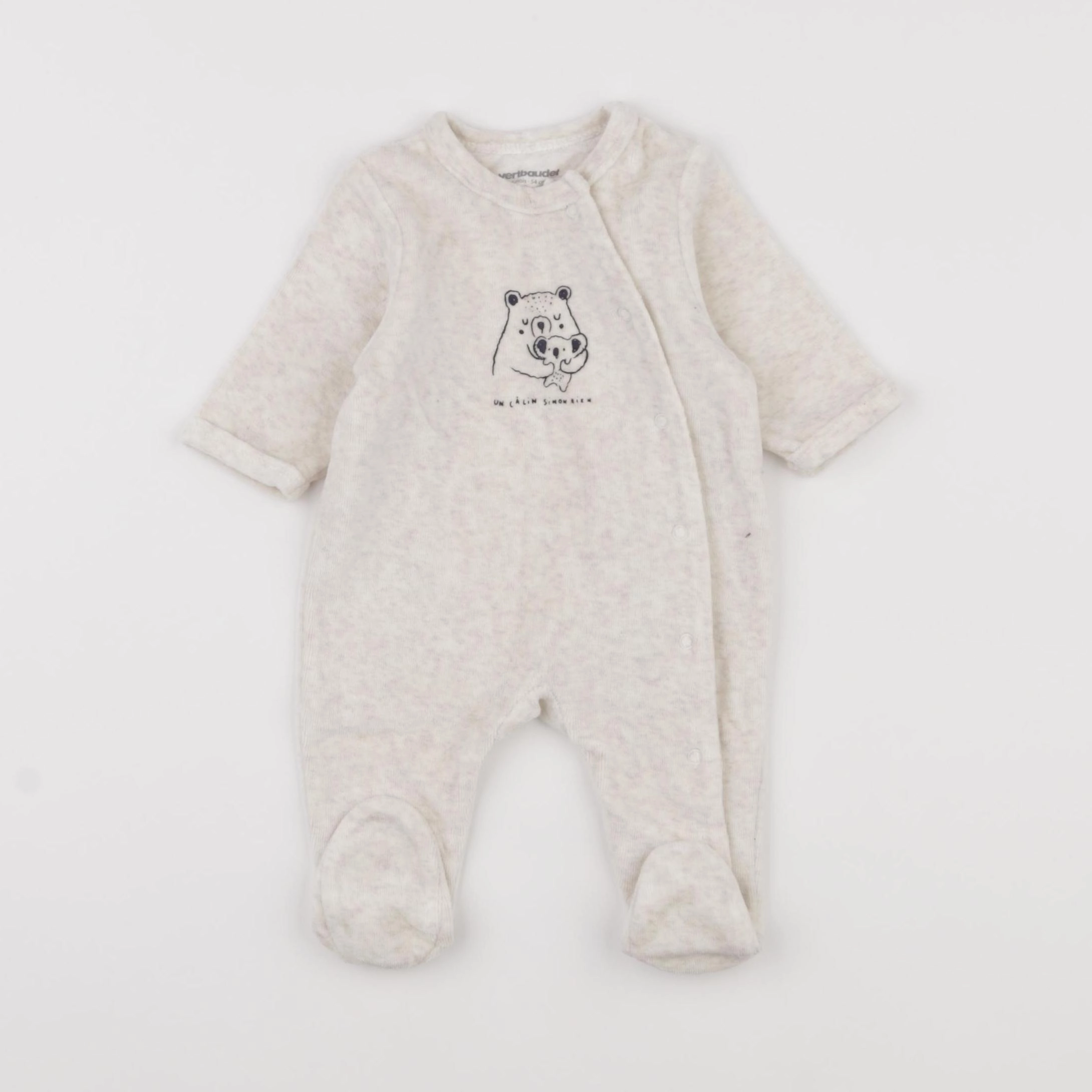 Vertbaudet - pyjama velours beige - 1 mois