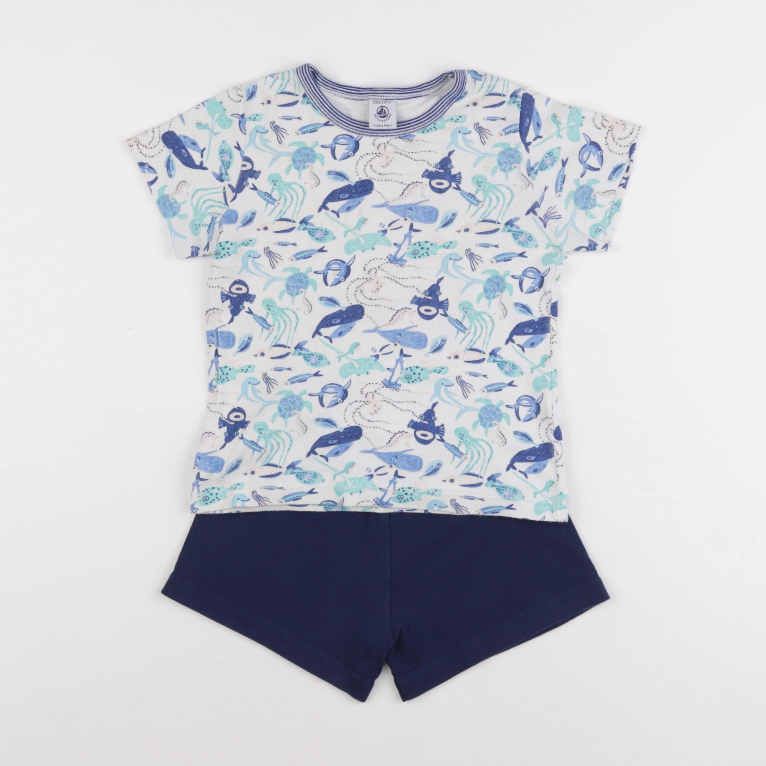 Petit Bateau - pyjama coton bleu - 5 ans