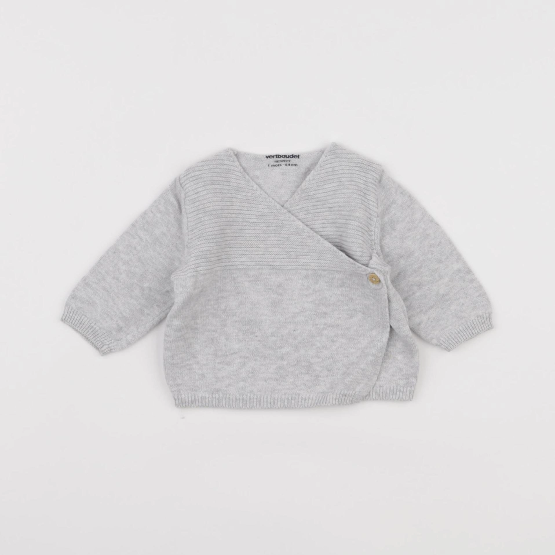 Vertbaudet - gilet gris - 1 mois