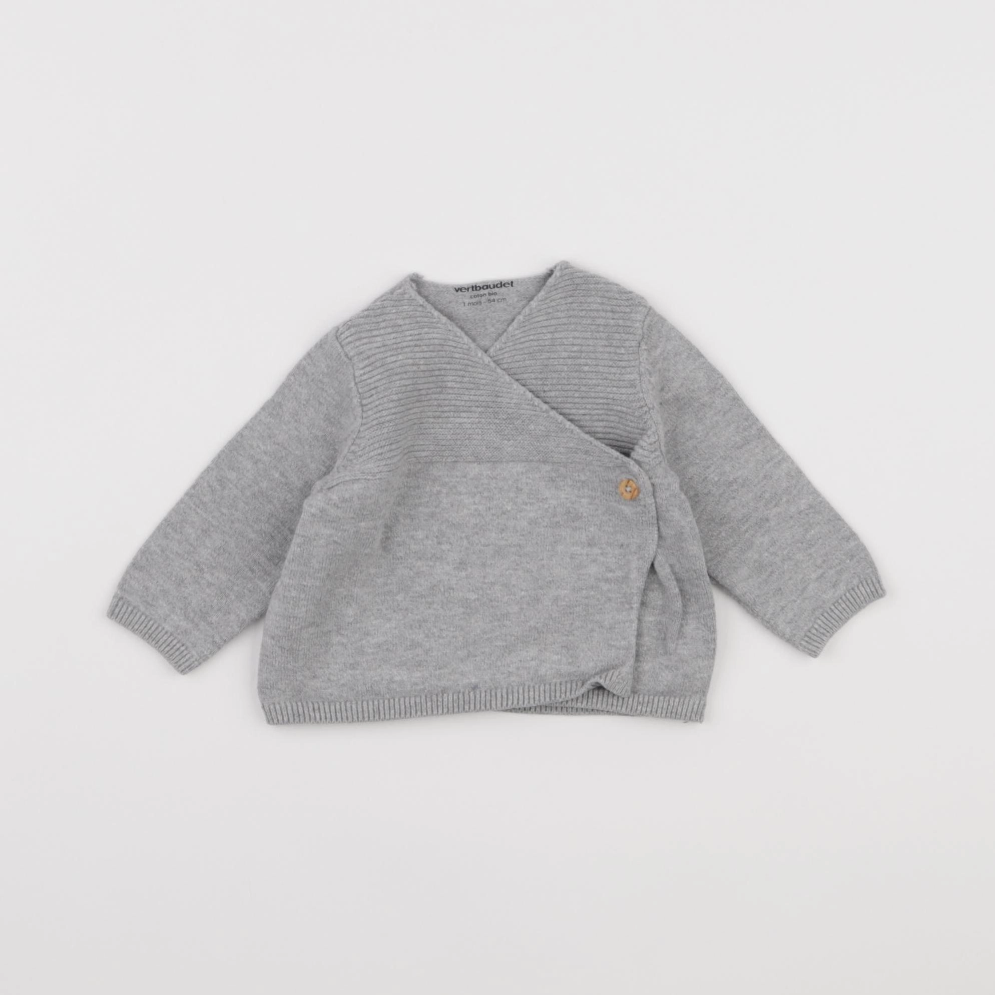 Vertbaudet - gilet gris - 1 mois