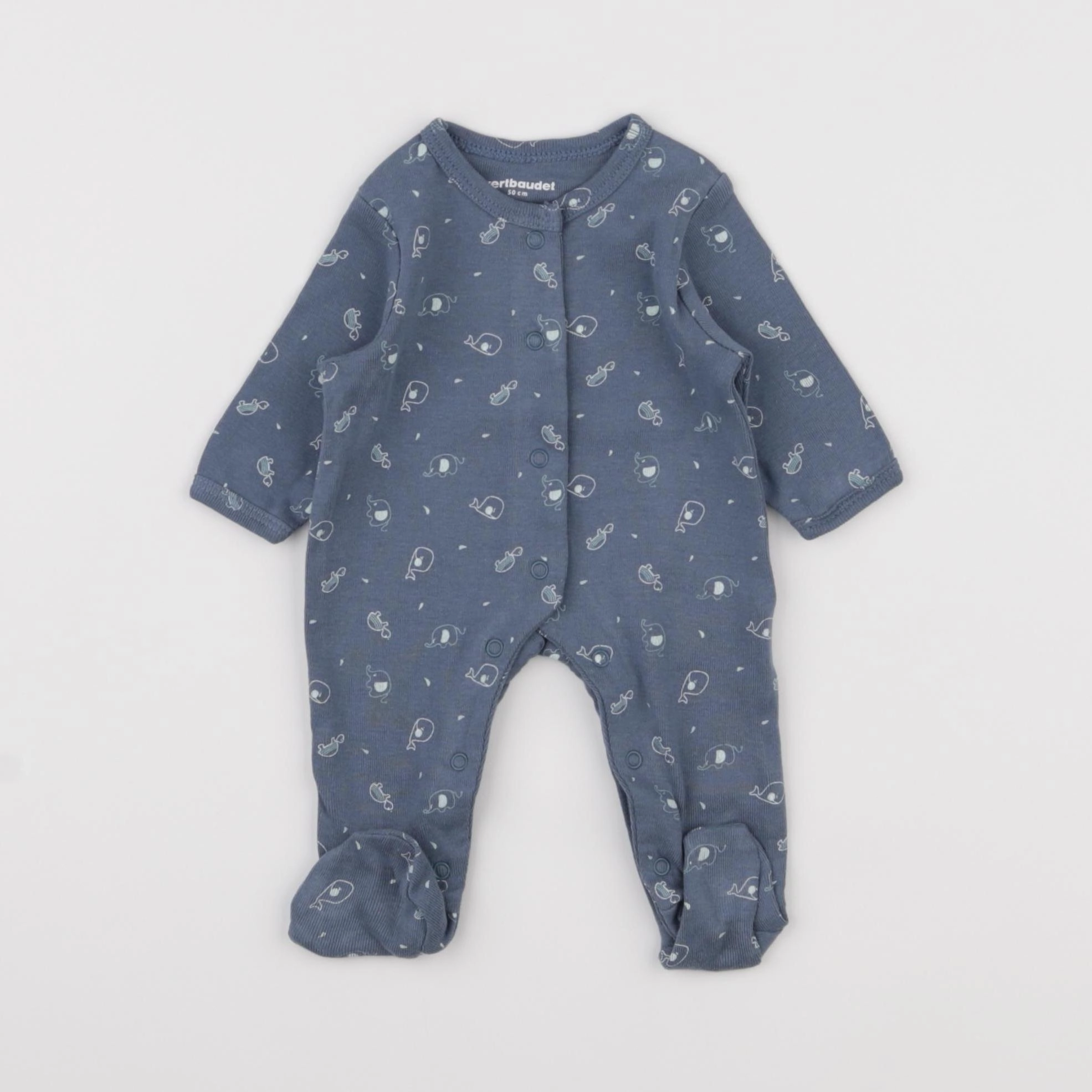 Vertbaudet - pyjama coton bleu - 0 mois