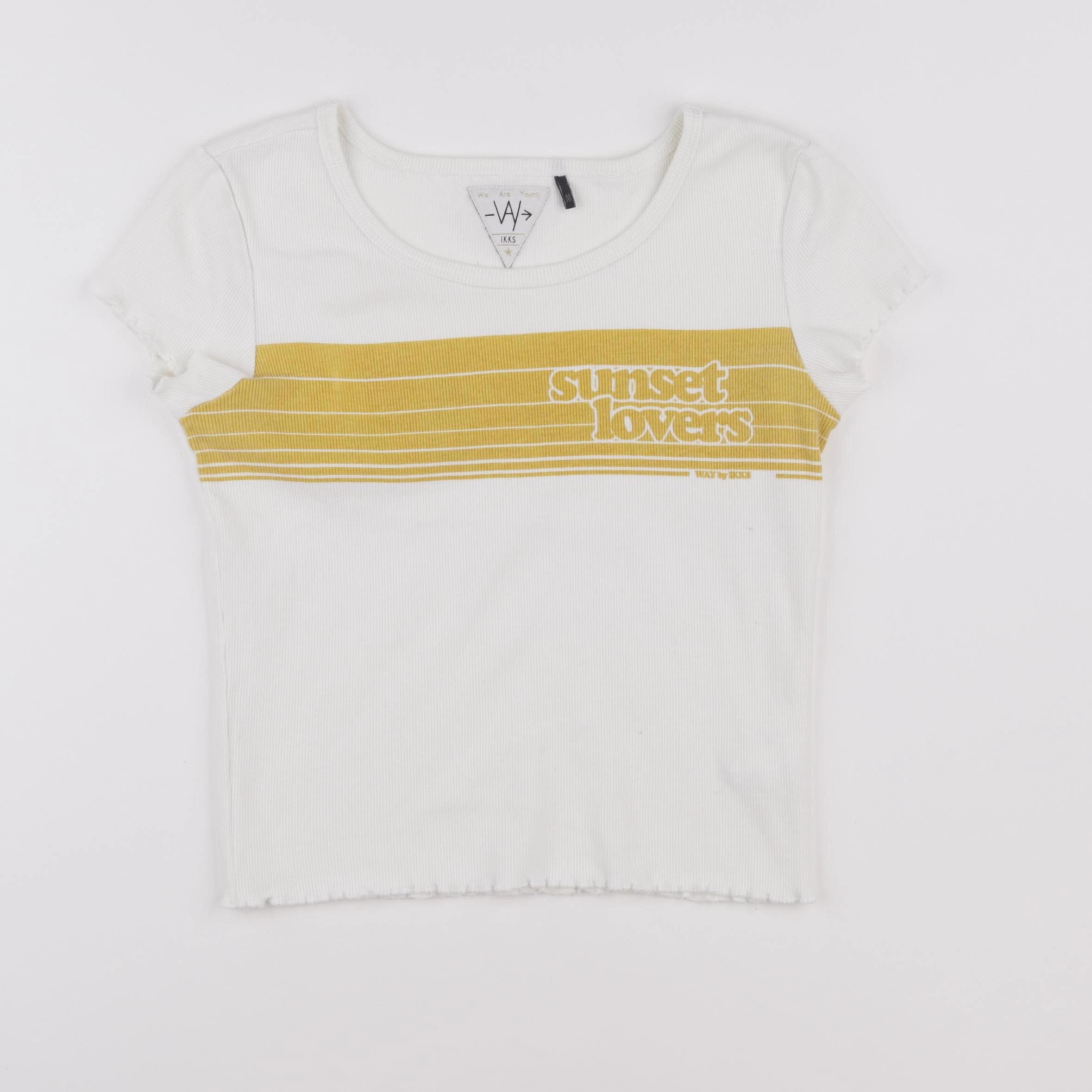 IKKS - tee-shirt blanc, jaune - 16 ans
