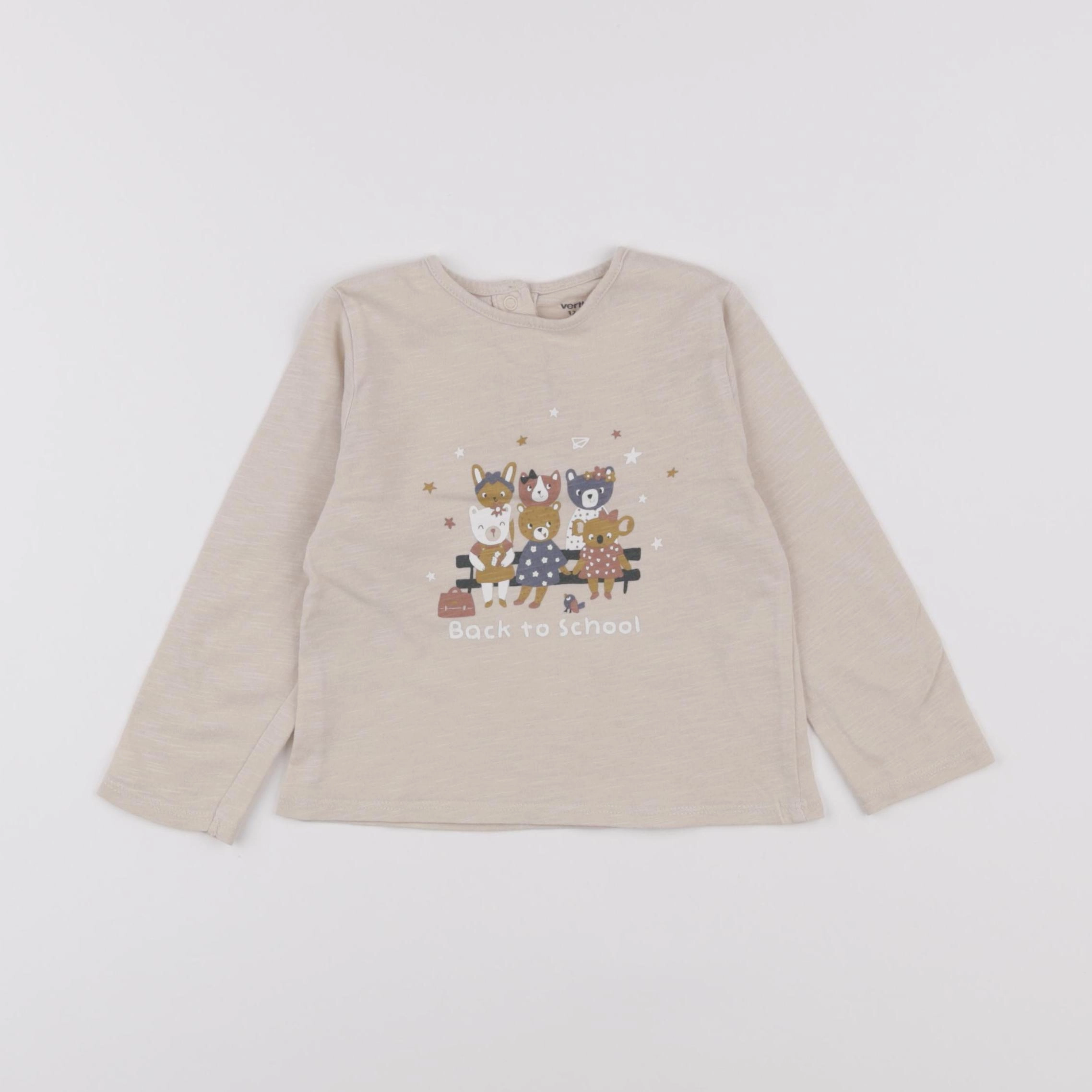 Vertbaudet - tee-shirt beige - 12 mois