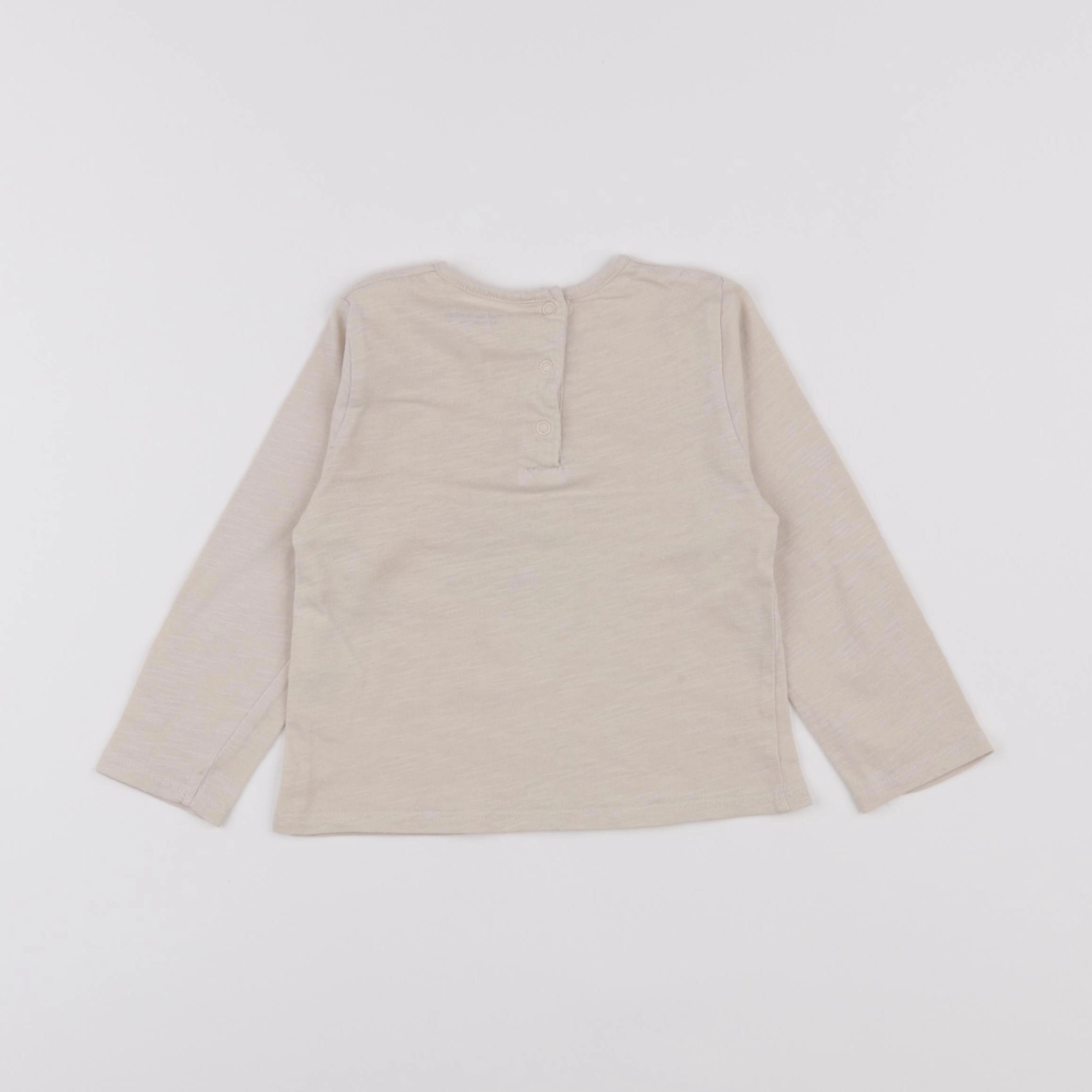 Vertbaudet - tee-shirt beige - 12 mois