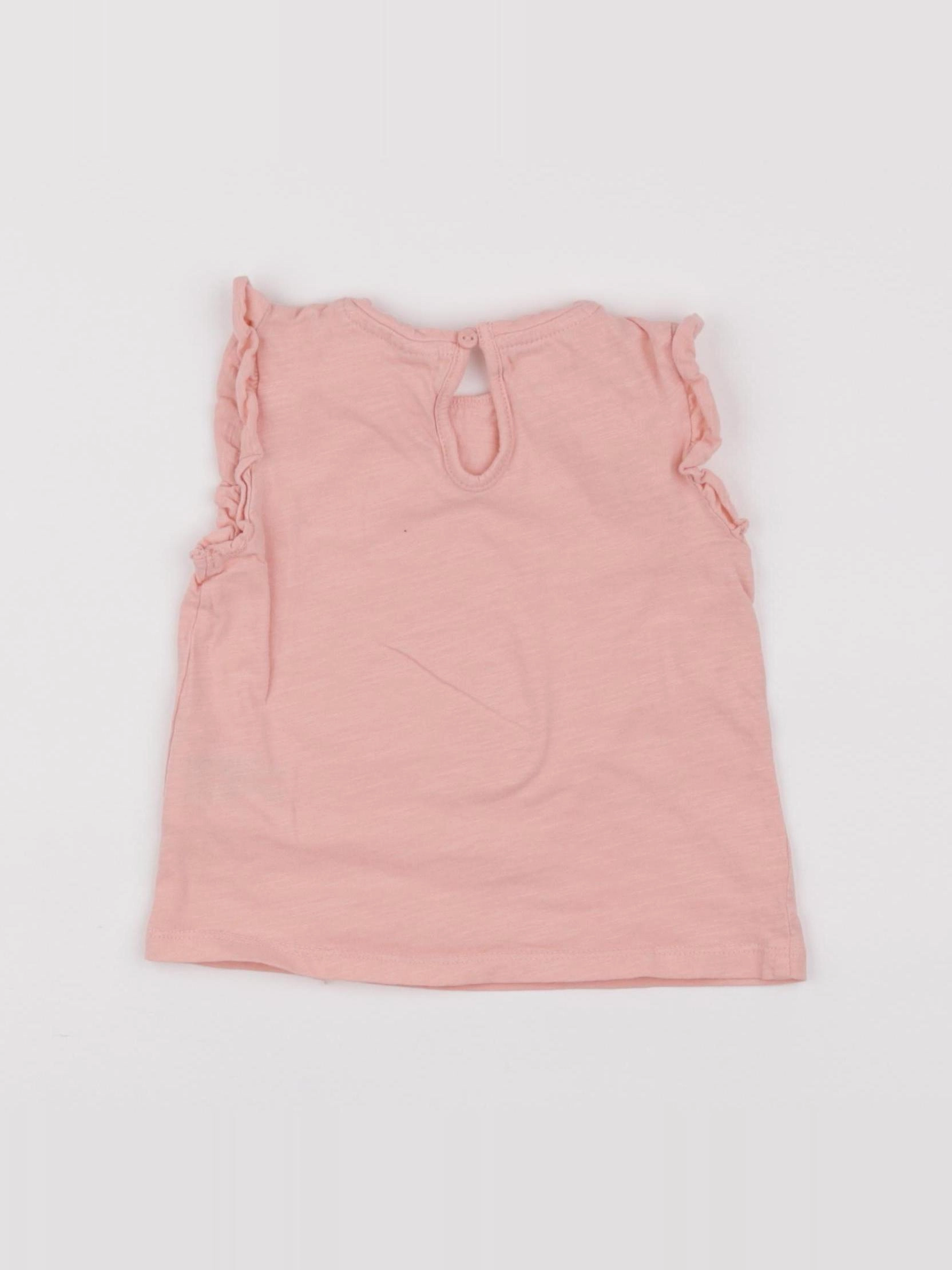 H&M - tee-shirt rose - 6/9 mois