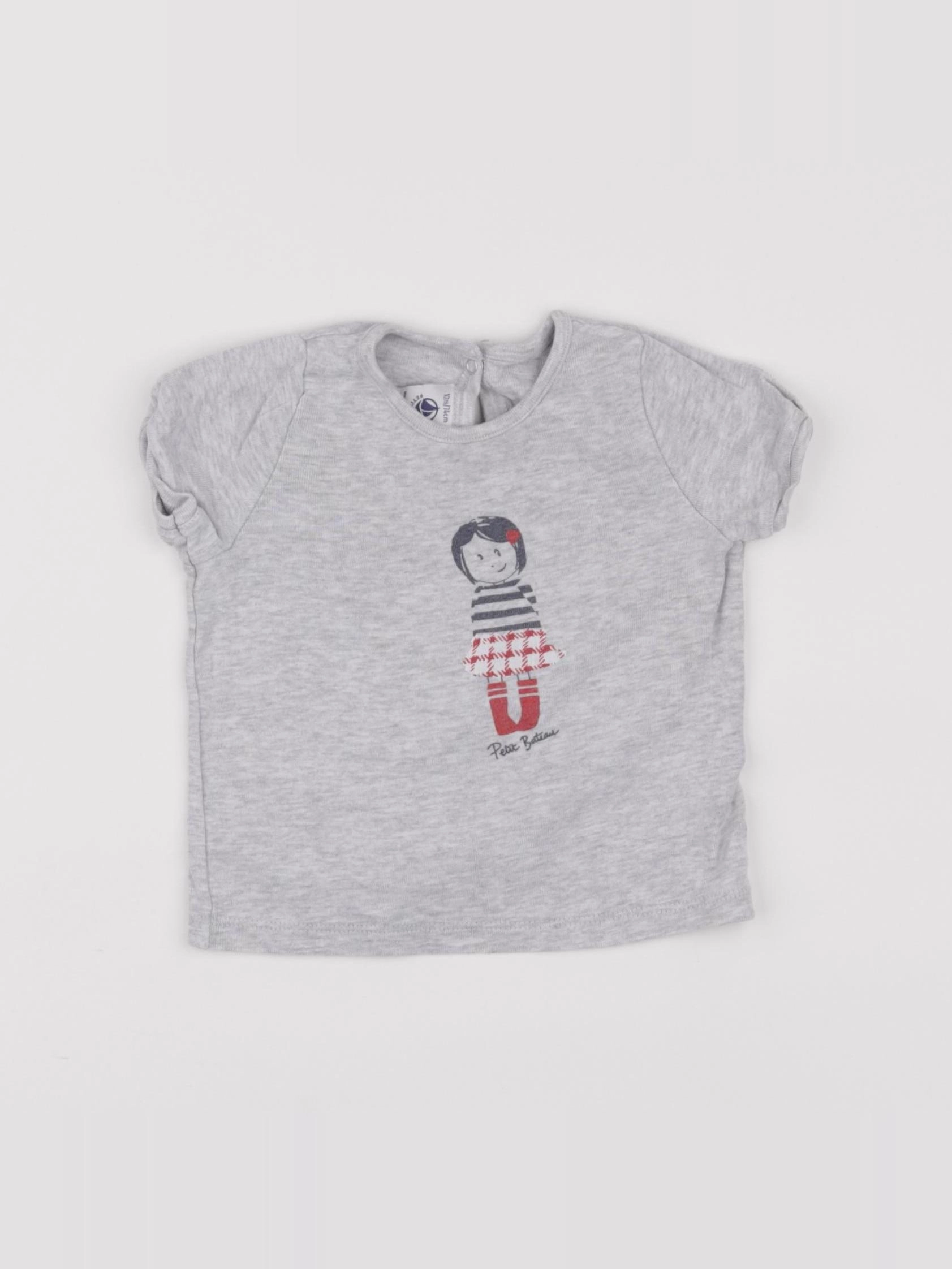 Petit Bateau - tee-shirt gris - 12 mois