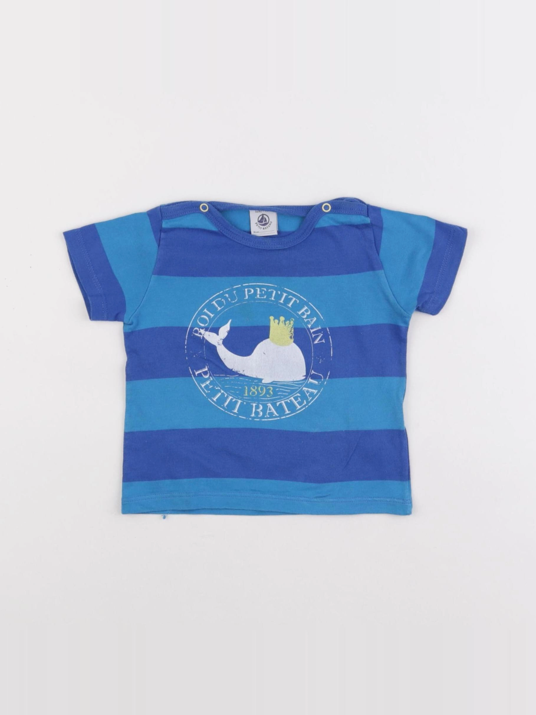 Petit Bateau - tee-shirt bleu - 12 mois
