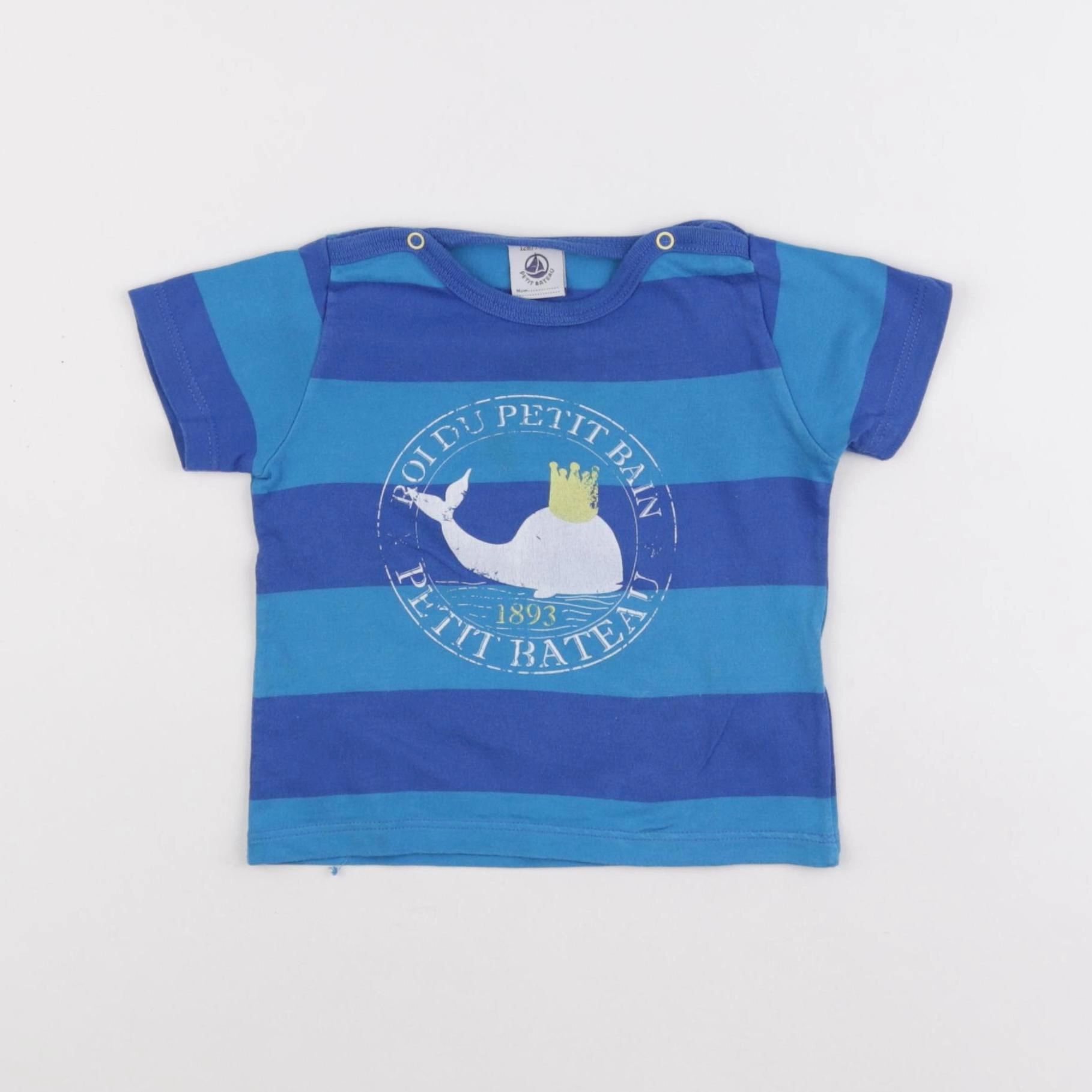 Petit Bateau - tee-shirt bleu - 12 mois