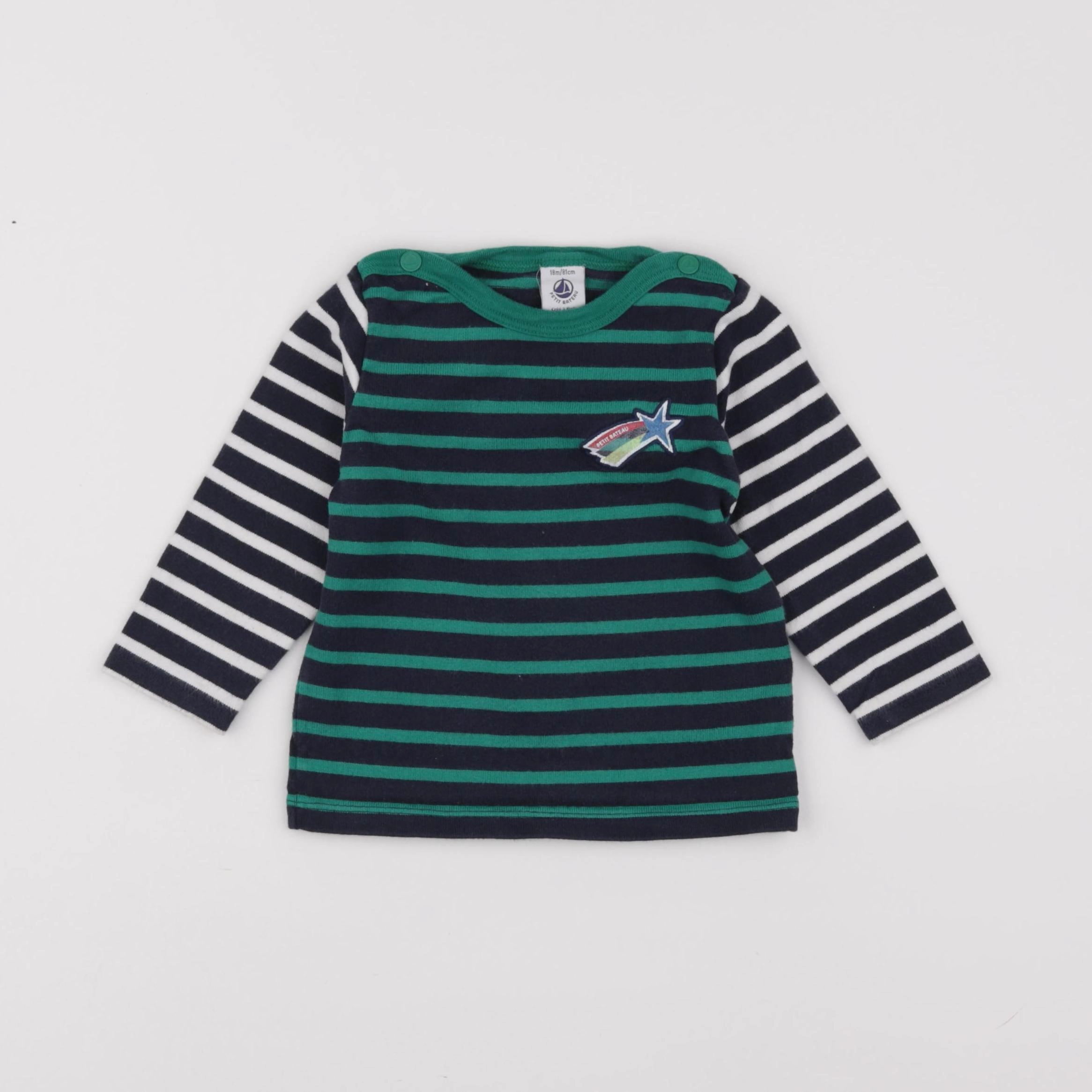 Petit Bateau - tee-shirt vert, noir - 18 mois