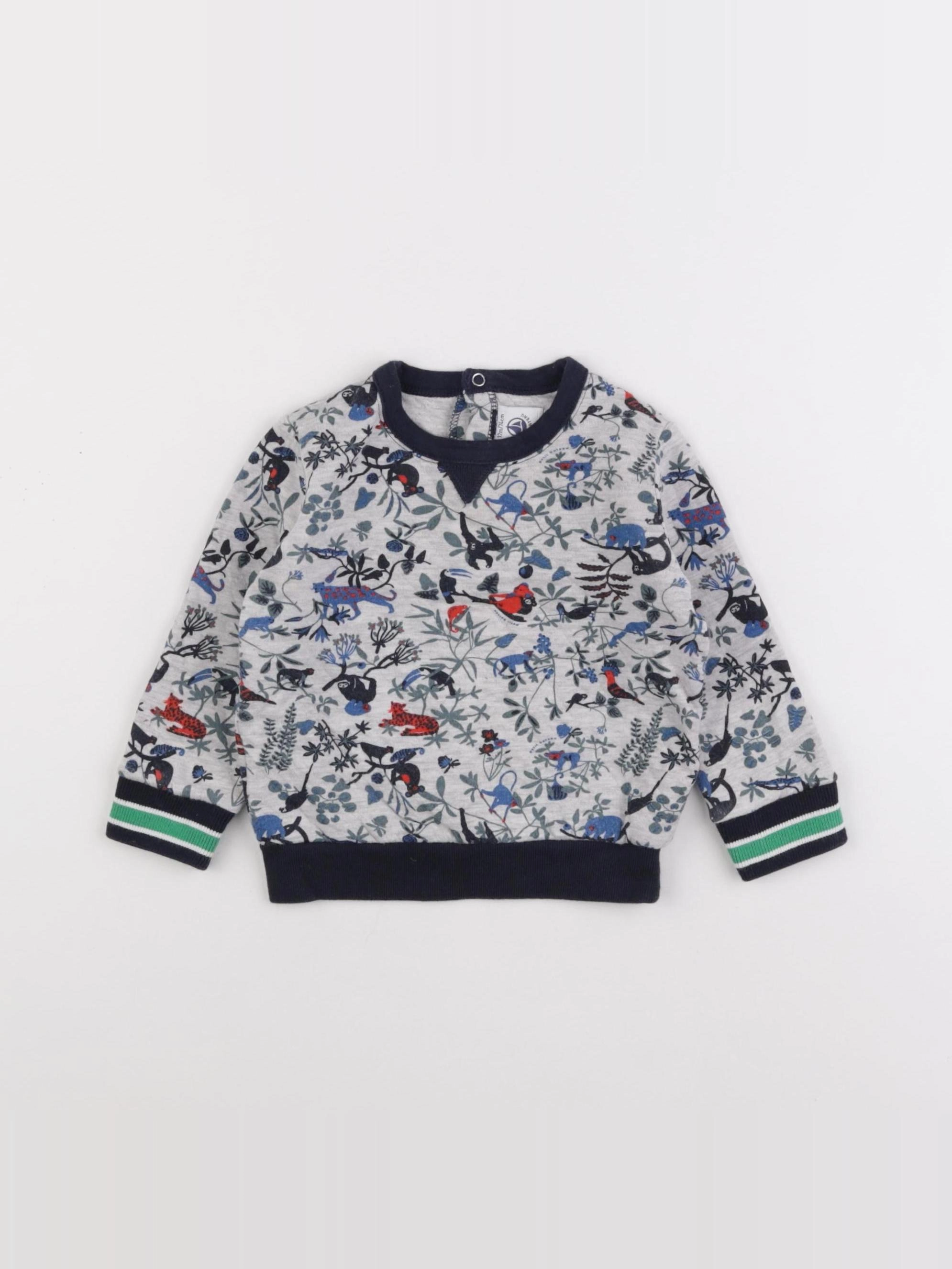 Petit Bateau - sweat gris - 12 mois