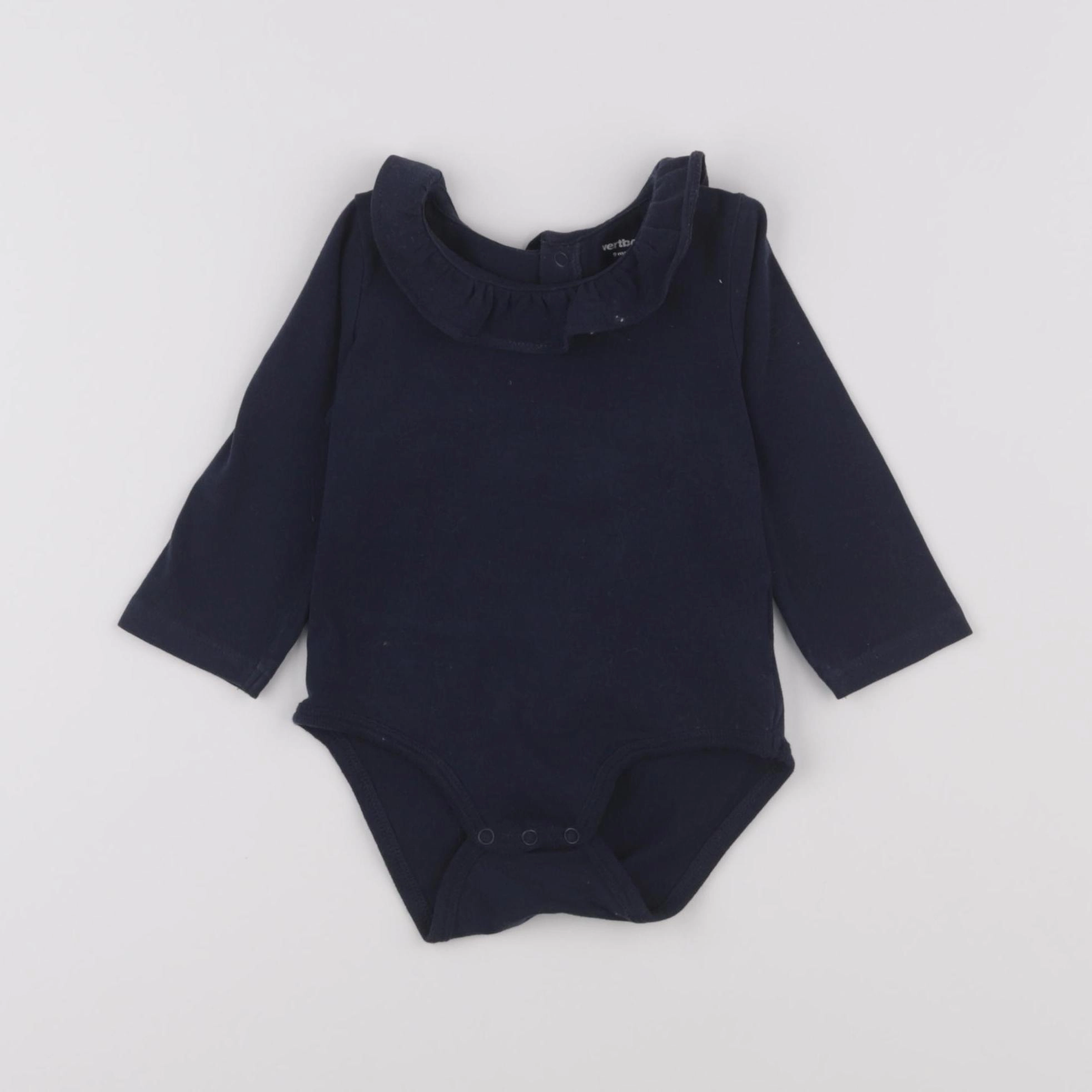 Vertbaudet - body à col bleu - 9 mois