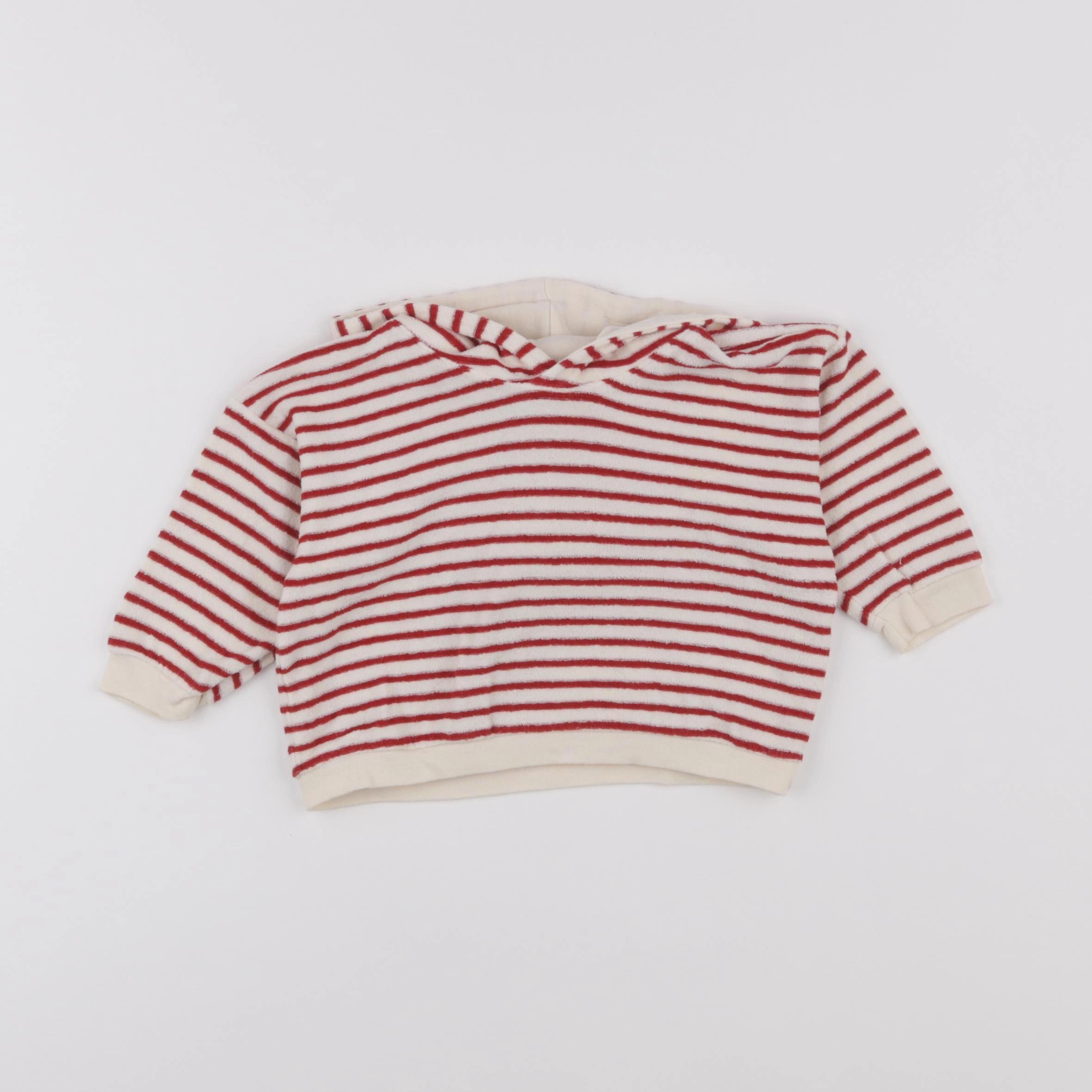Petit Bateau - sweat beige, rouge - 12 mois