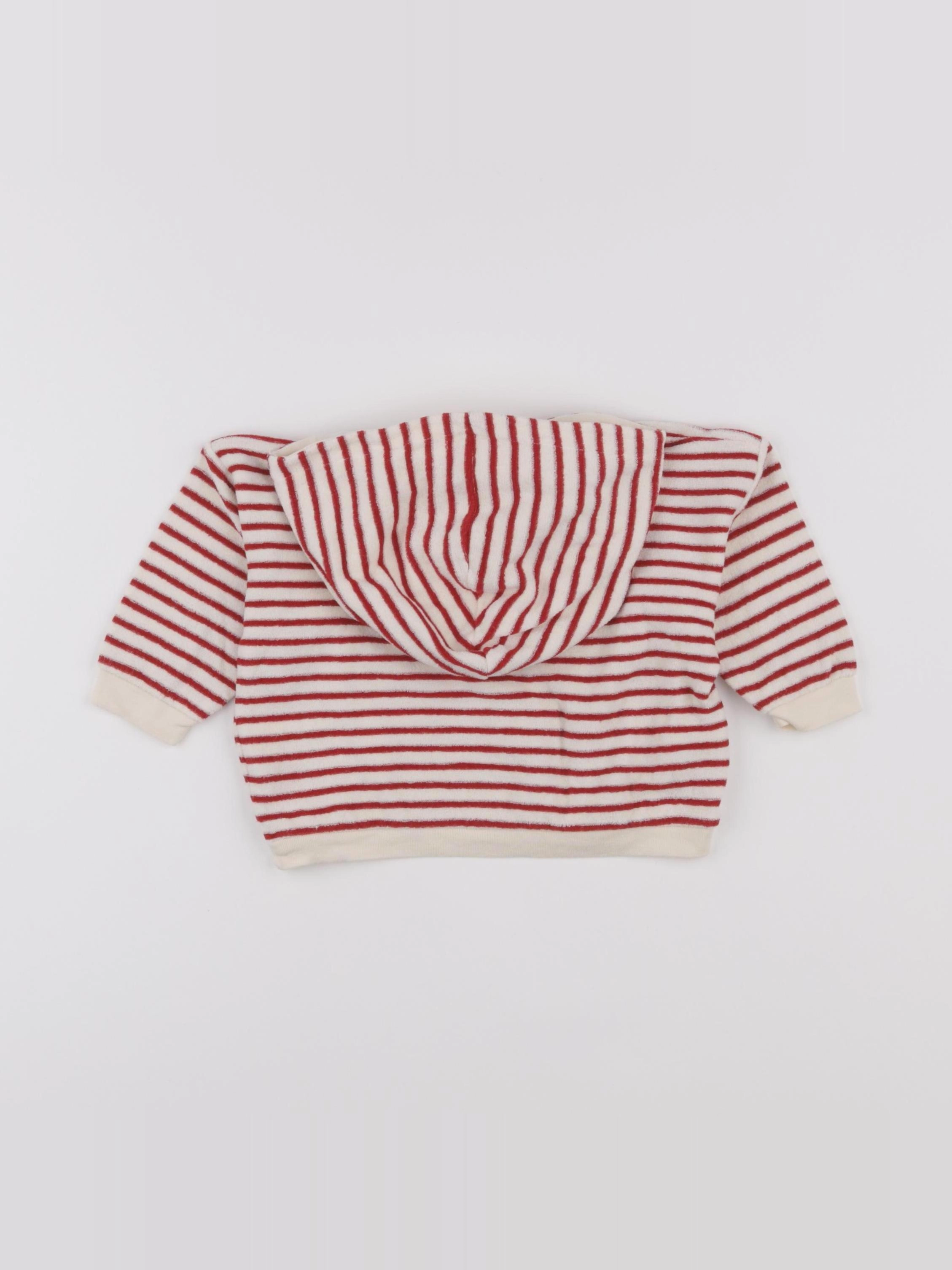 Petit Bateau - sweat beige, rouge - 12 mois