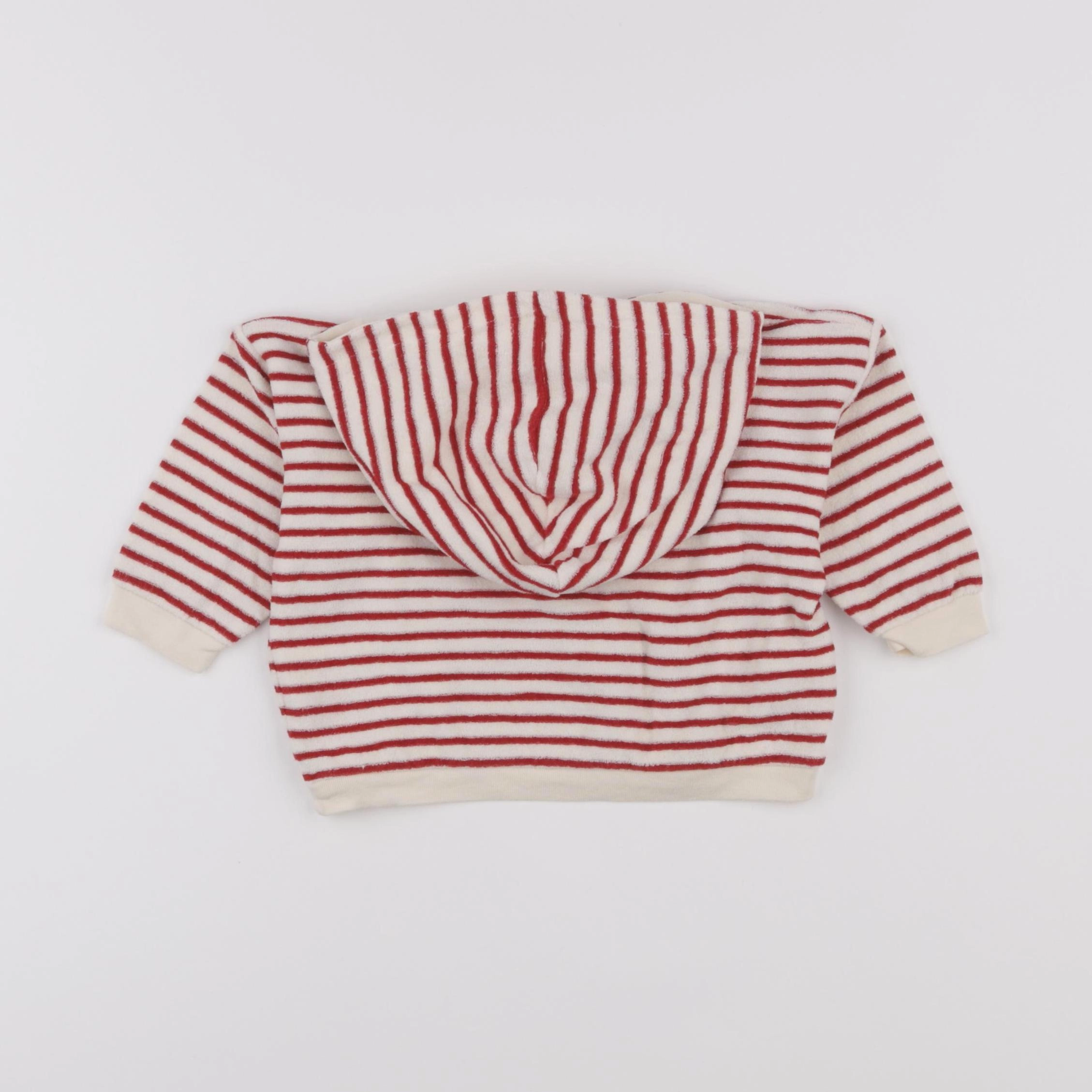 Petit Bateau - sweat beige, rouge - 12 mois