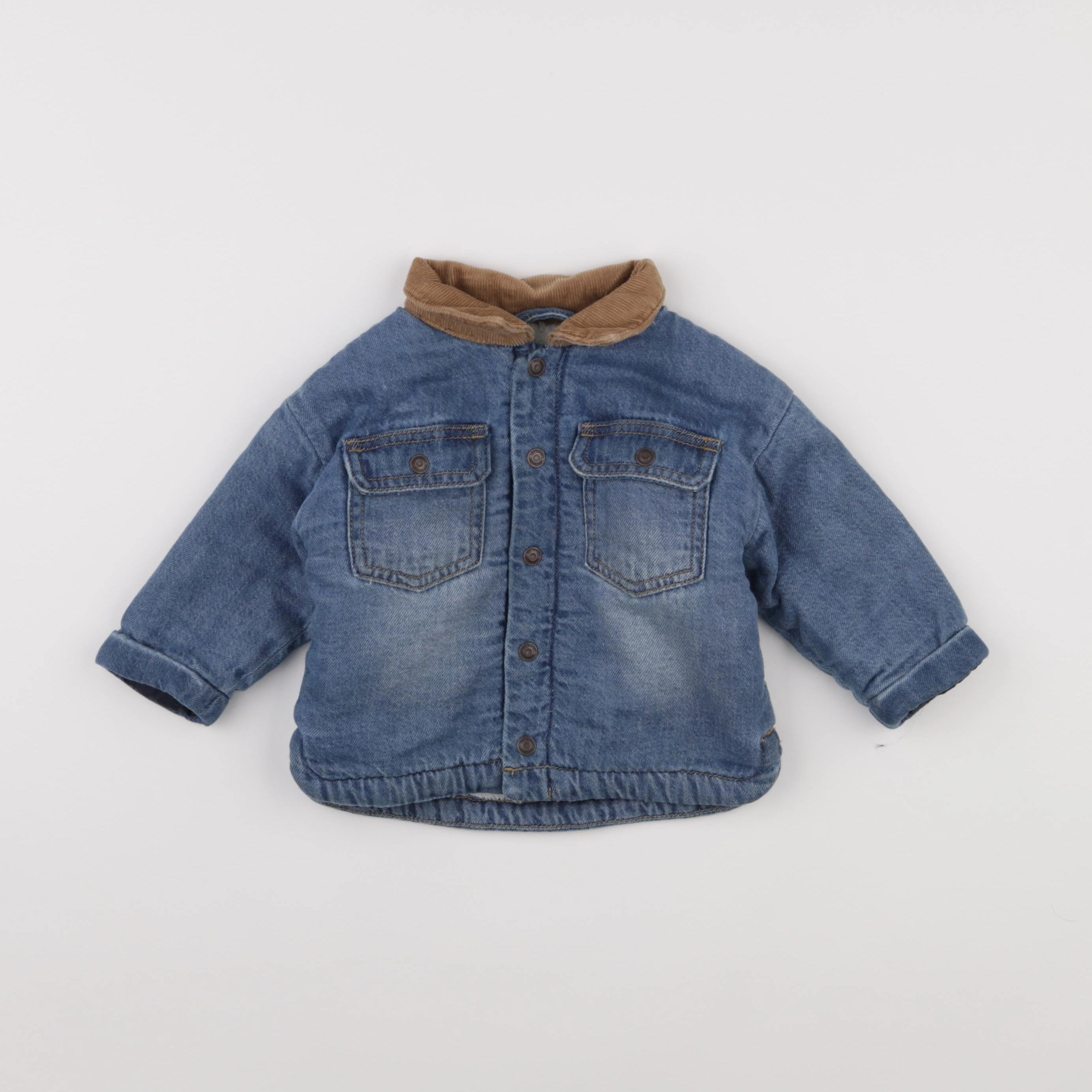 Vertbaudet - veste doublé bleu - 9 mois