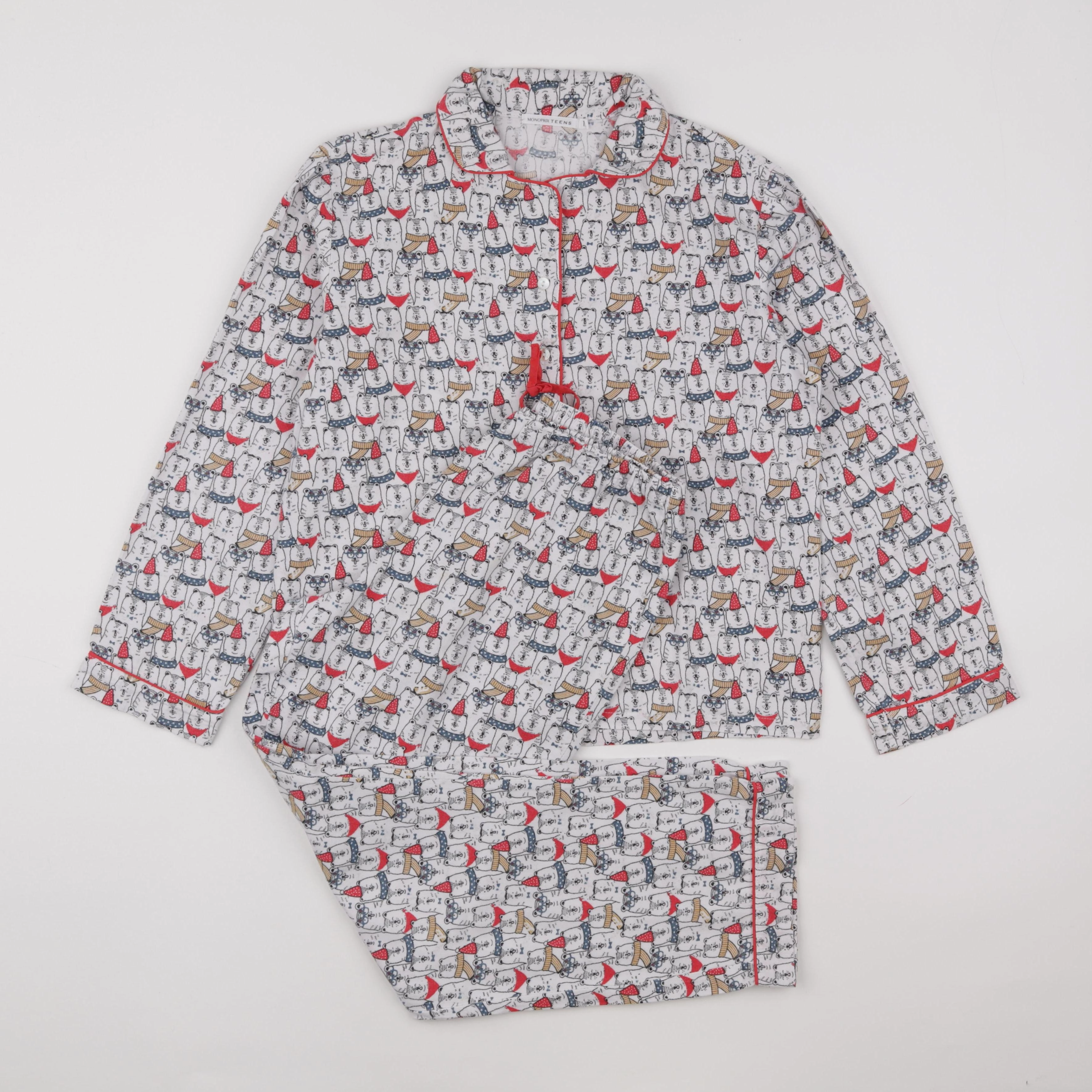 Monoprix - pyjama coton blanc - 12 ans