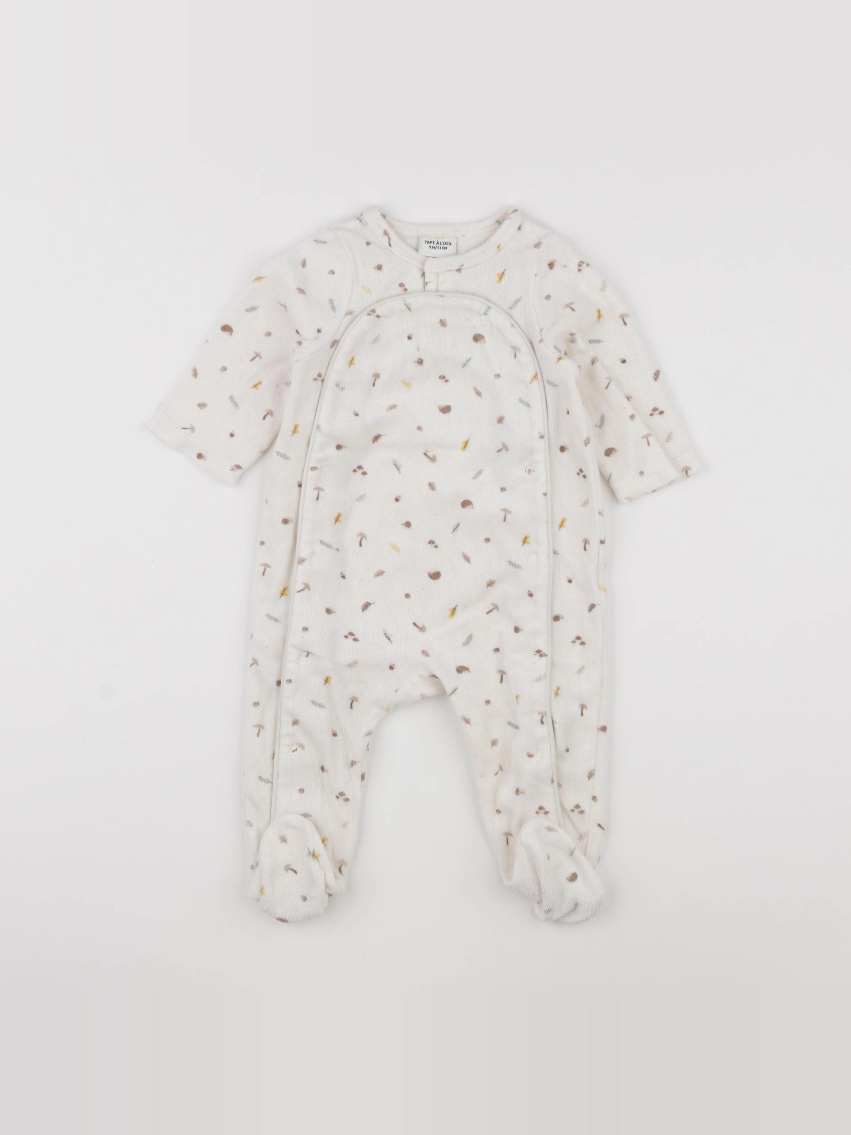 Tape à l'oeil - pyjama velours beige - 9 mois