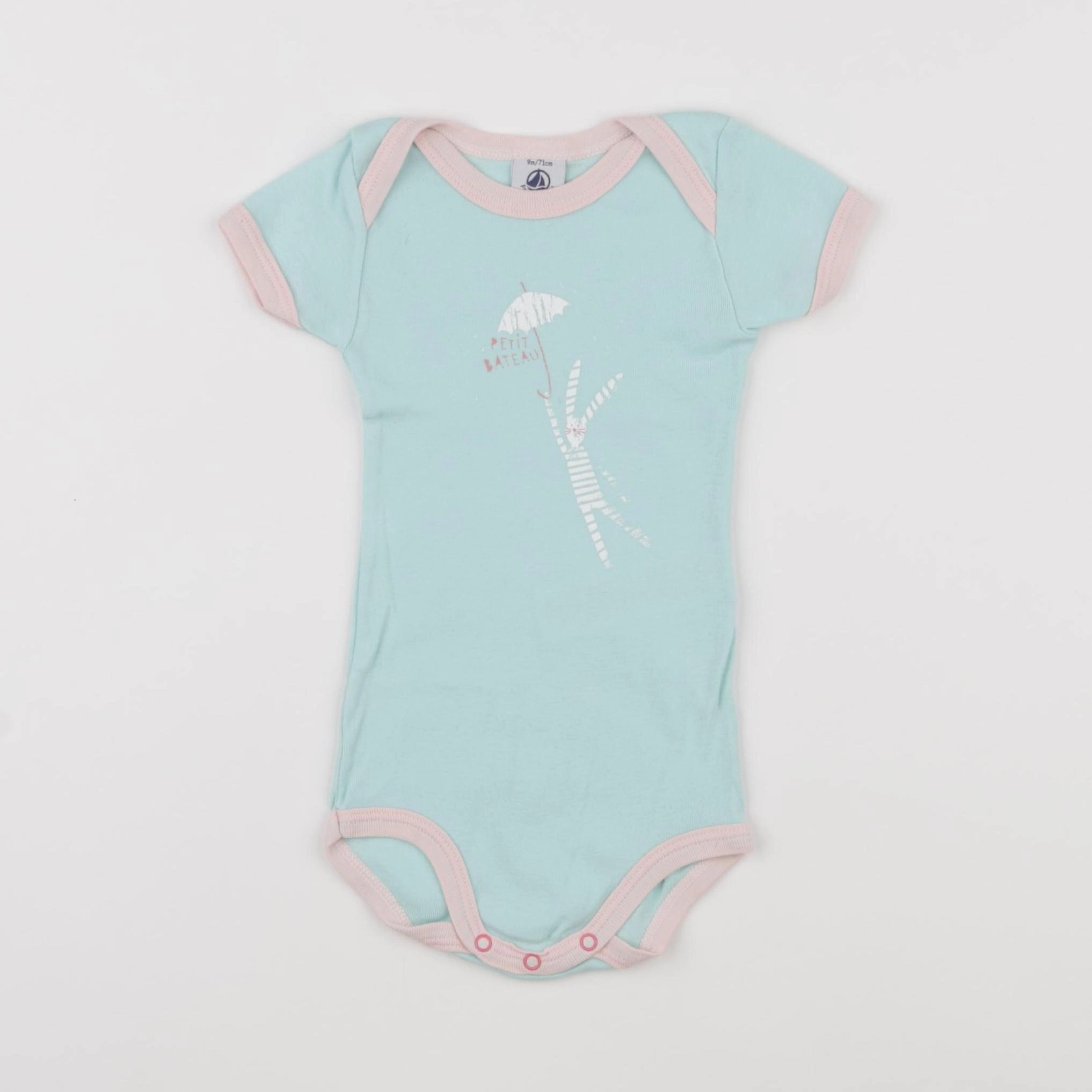 Petit Bateau - body vert - 9 mois