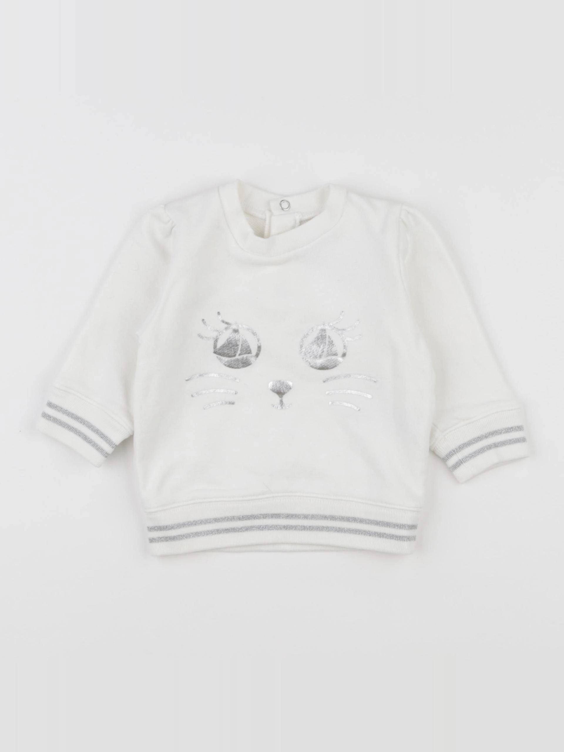 Petit Bateau - sweat blanc - 6 mois