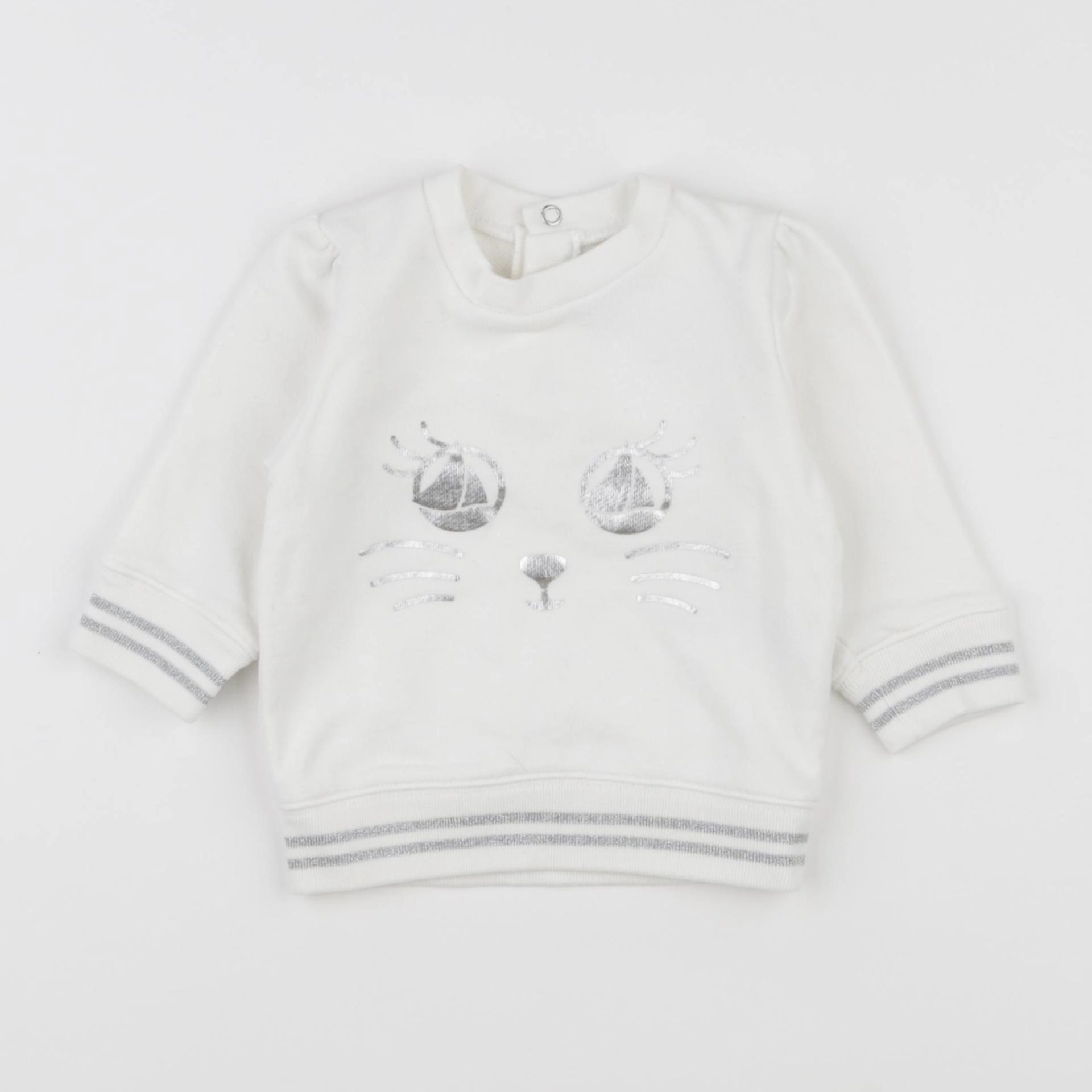 Petit Bateau - sweat blanc - 6 mois