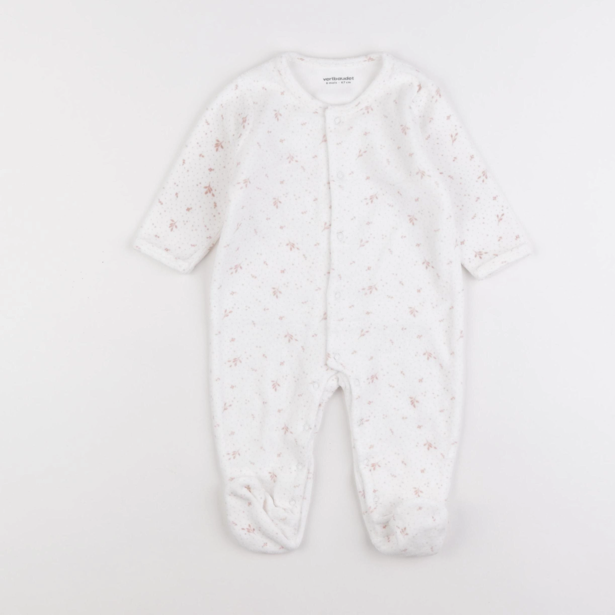 Vertbaudet - pyjama velours rose - 6 mois