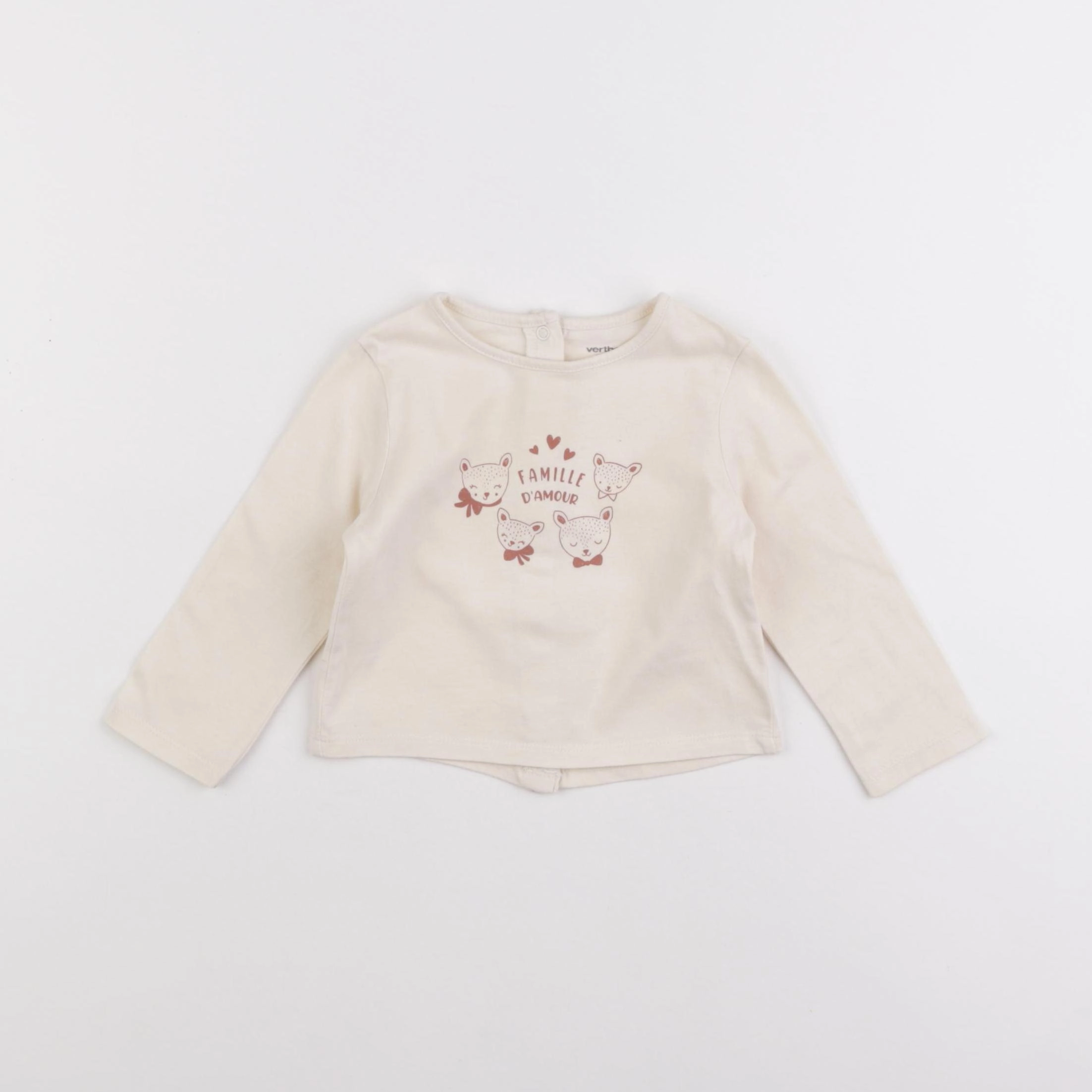 Vertbaudet - tee-shirt beige - 6 mois