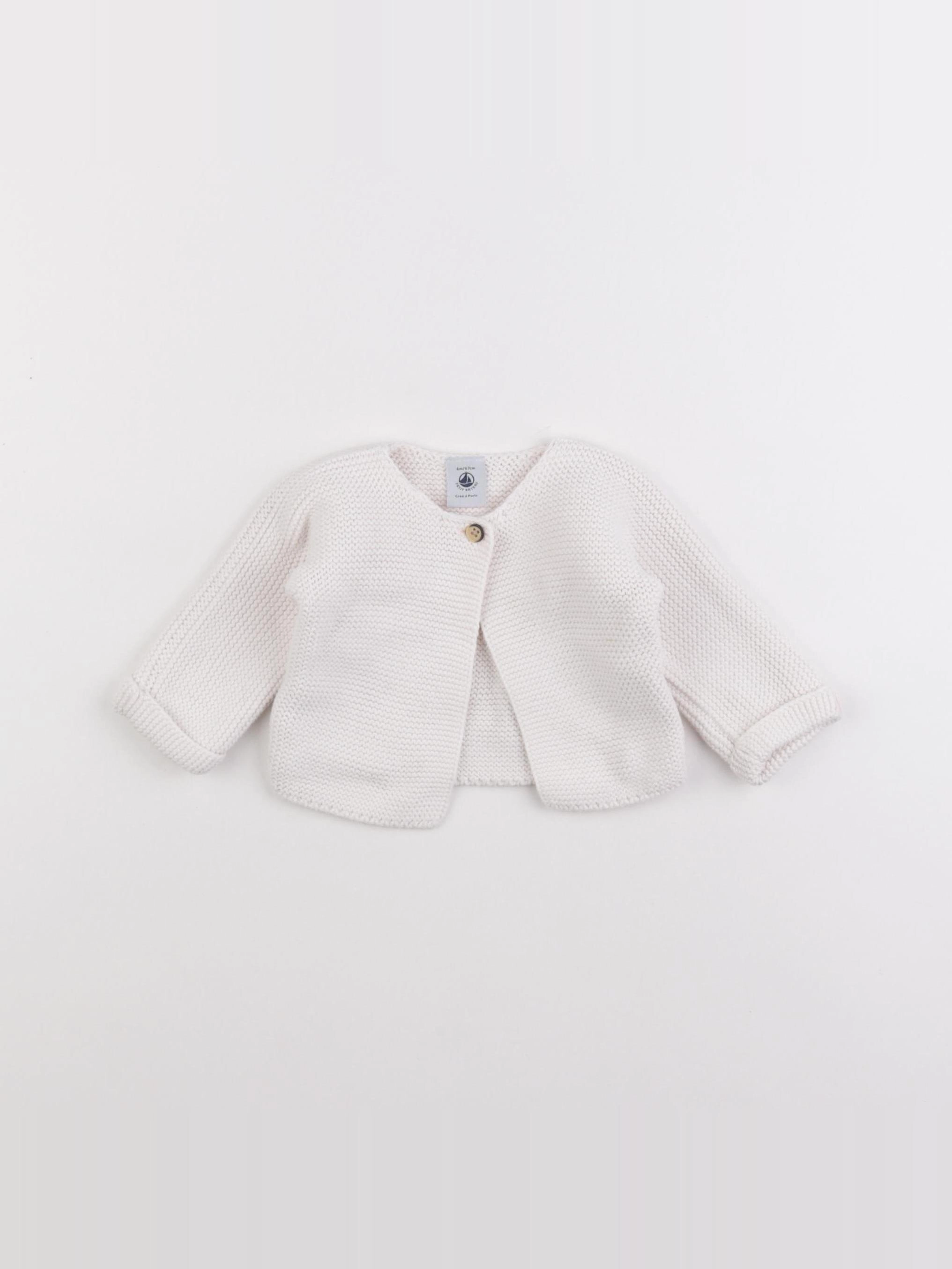 Petit Bateau - gilet blanc - 6 mois