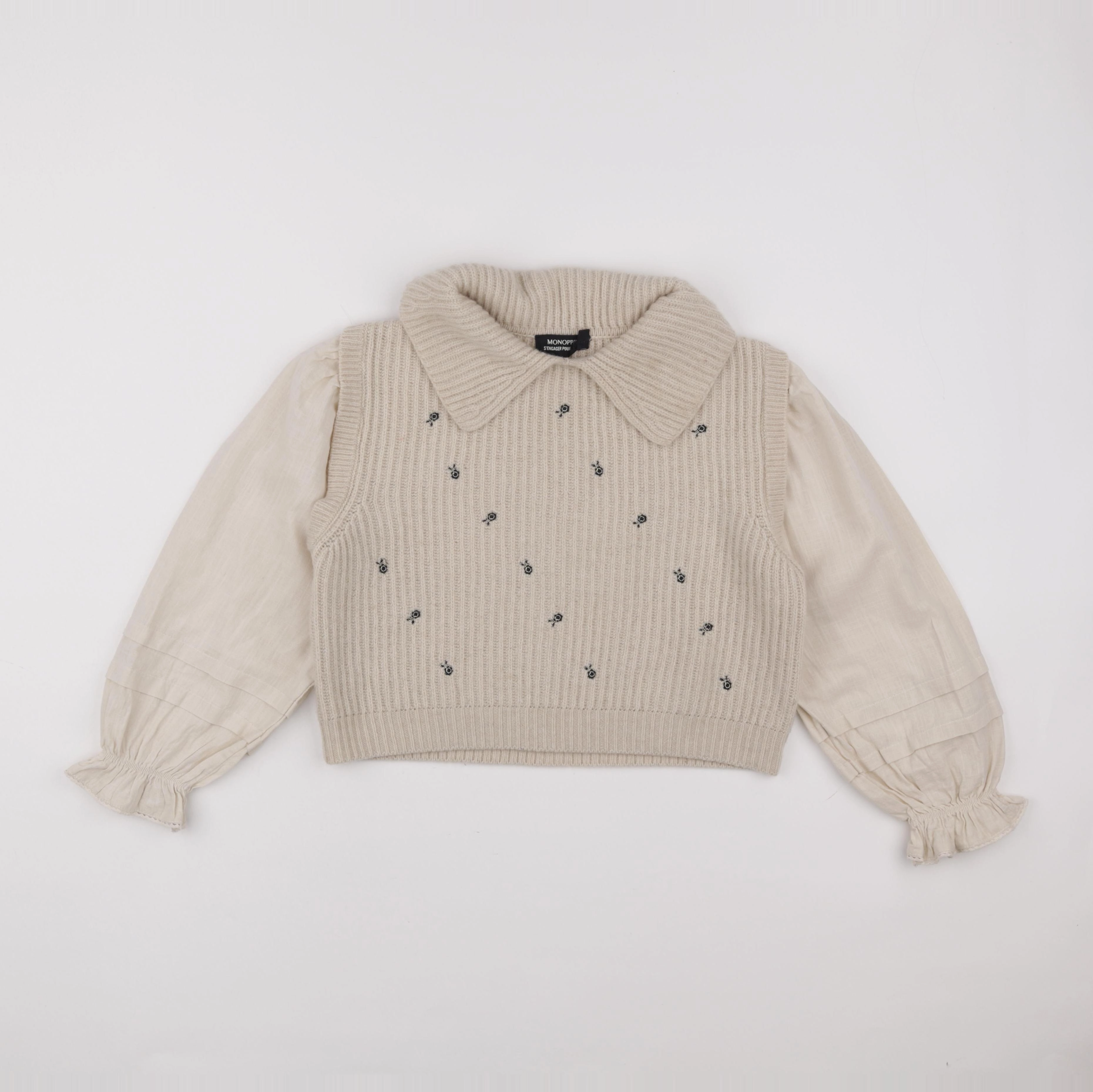 Monoprix - pull beige - 8 ans