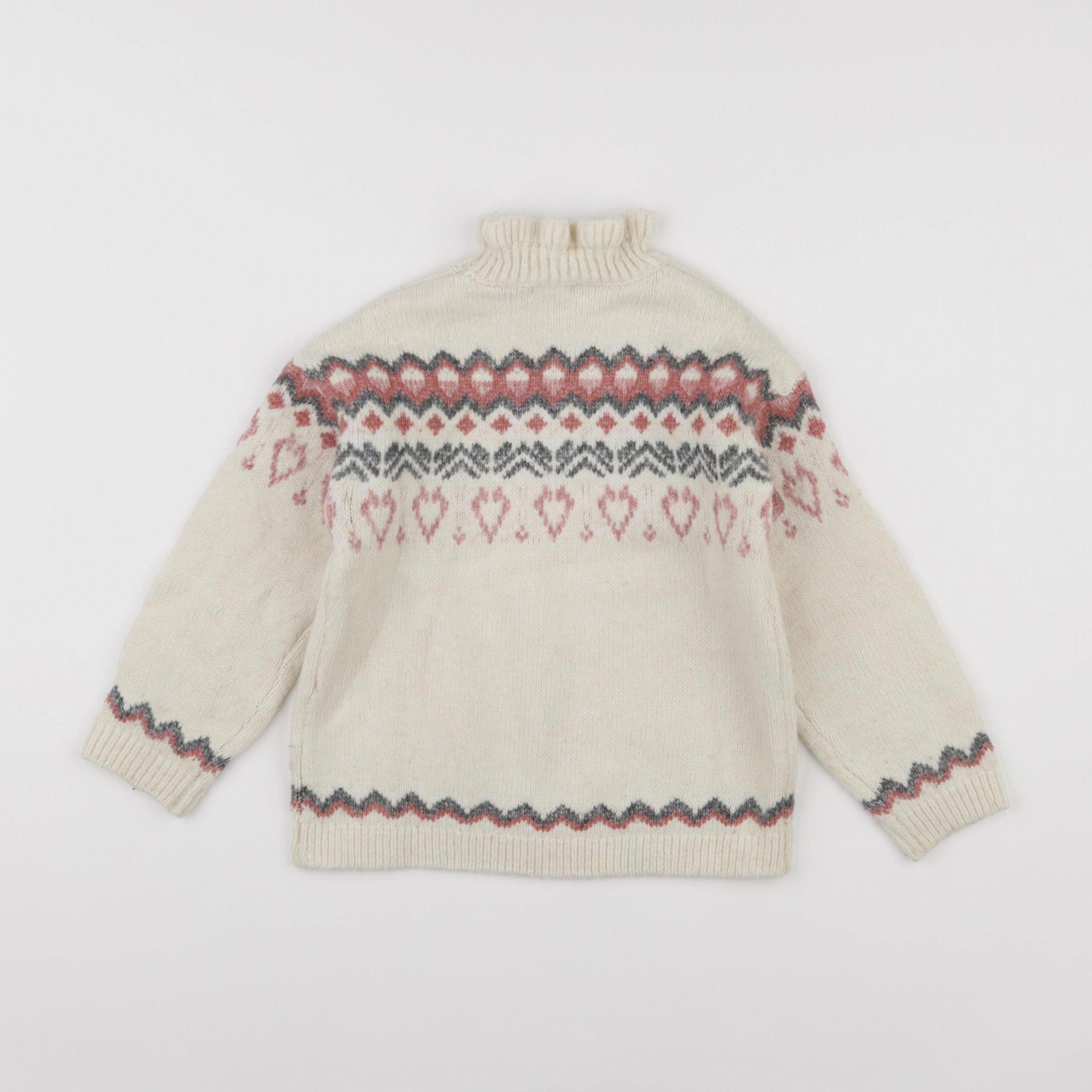 Vertbaudet - pull blanc, rose - 4 ans