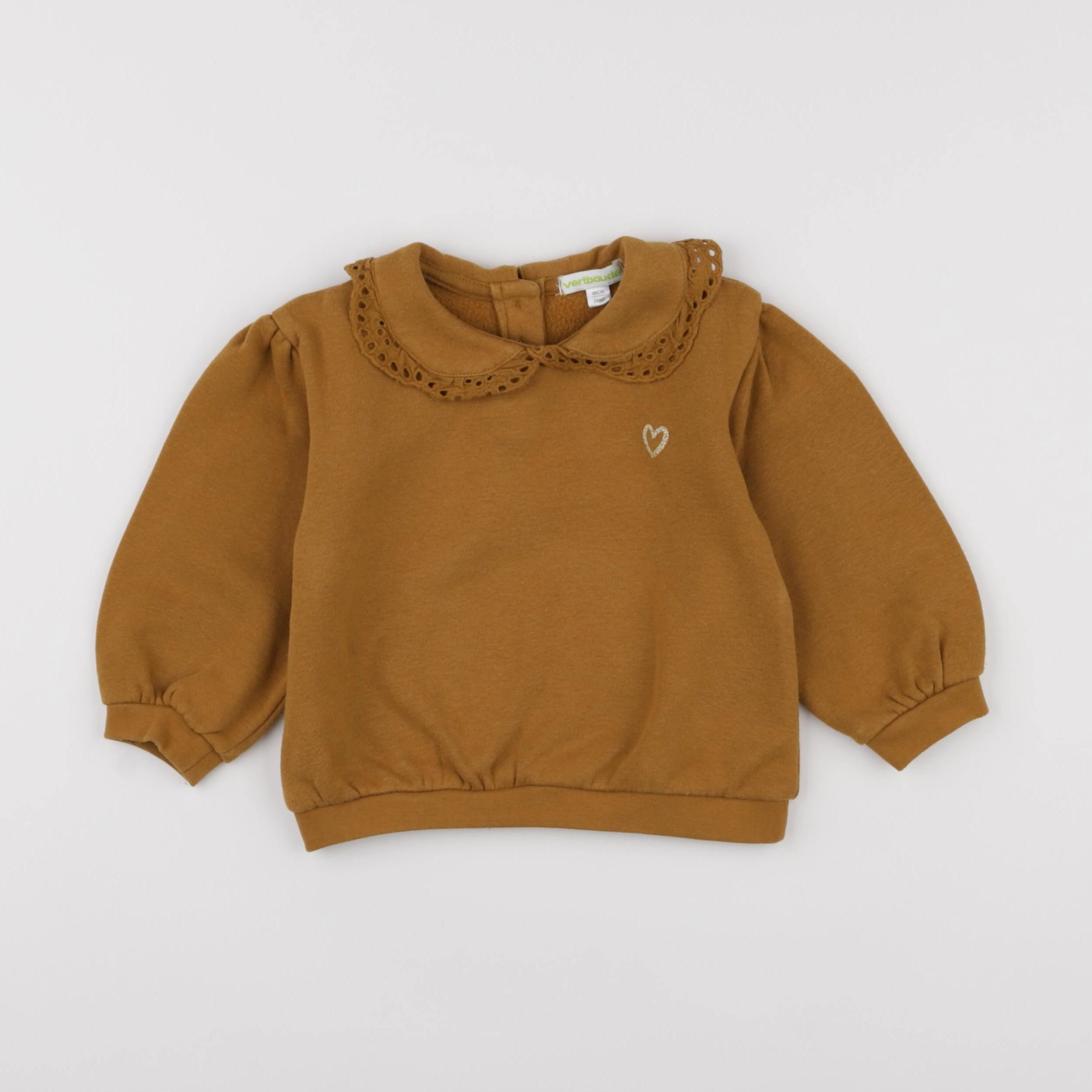 Vertbaudet - sweat marron, or - 2 ans