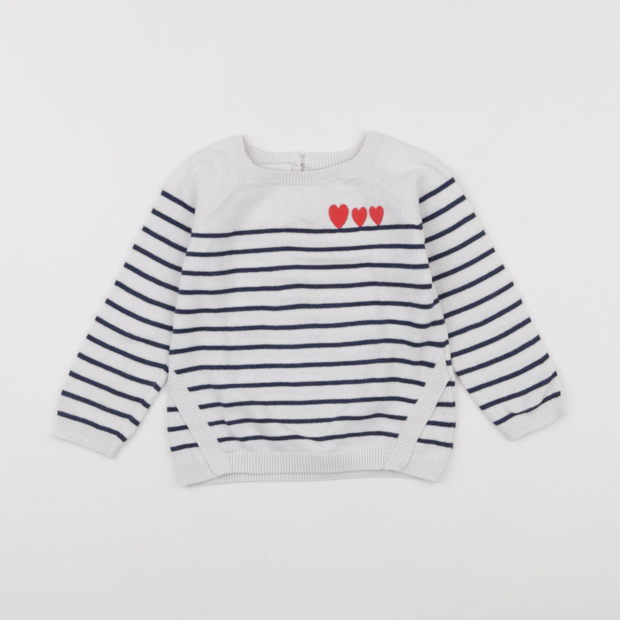 Vertbaudet - pull bleu, blanc - 18 mois