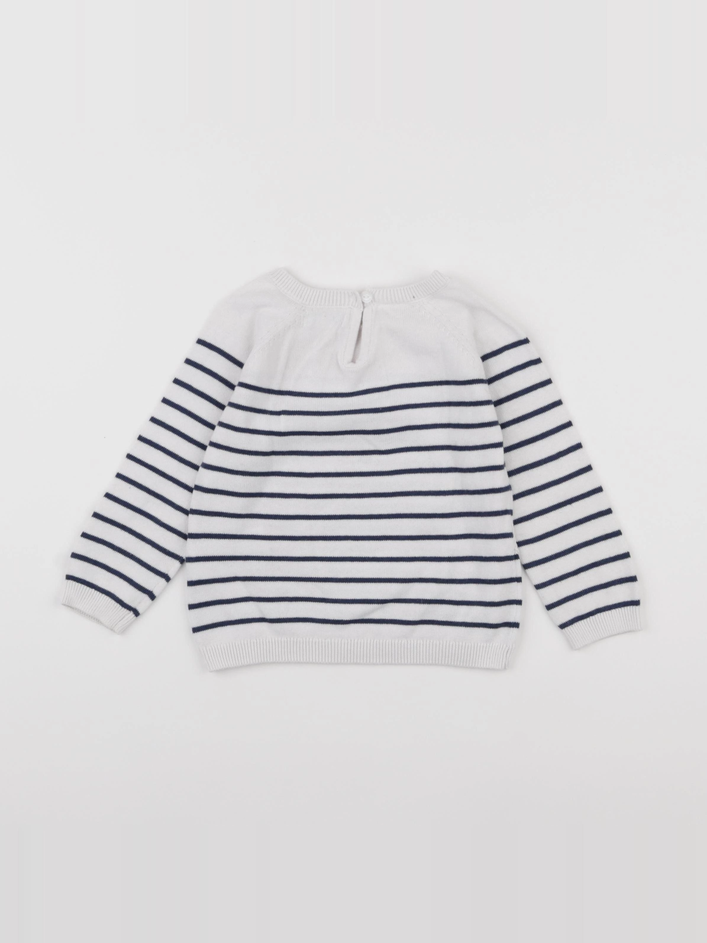 Vertbaudet - pull bleu, blanc - 18 mois