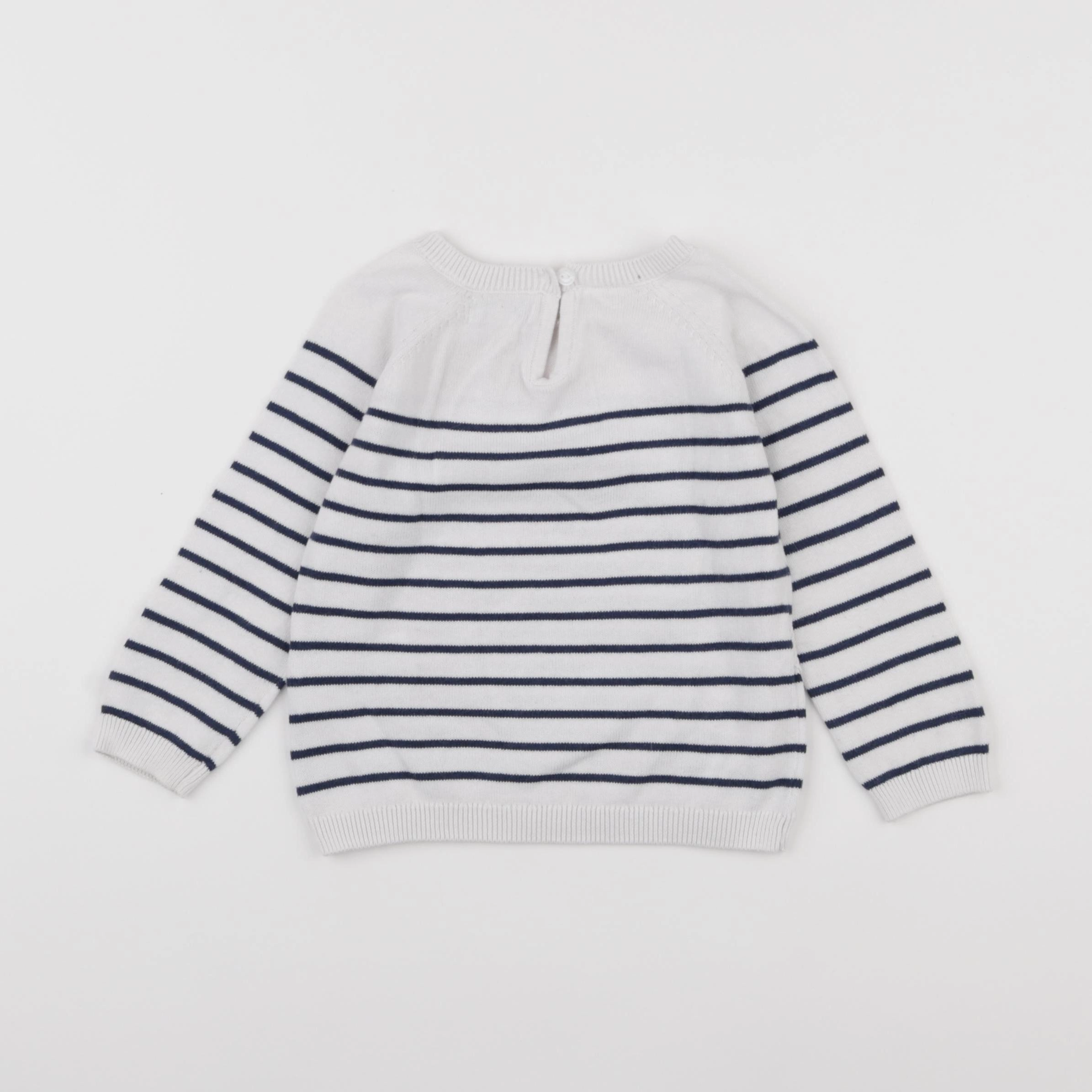 Vertbaudet - pull bleu, blanc - 18 mois