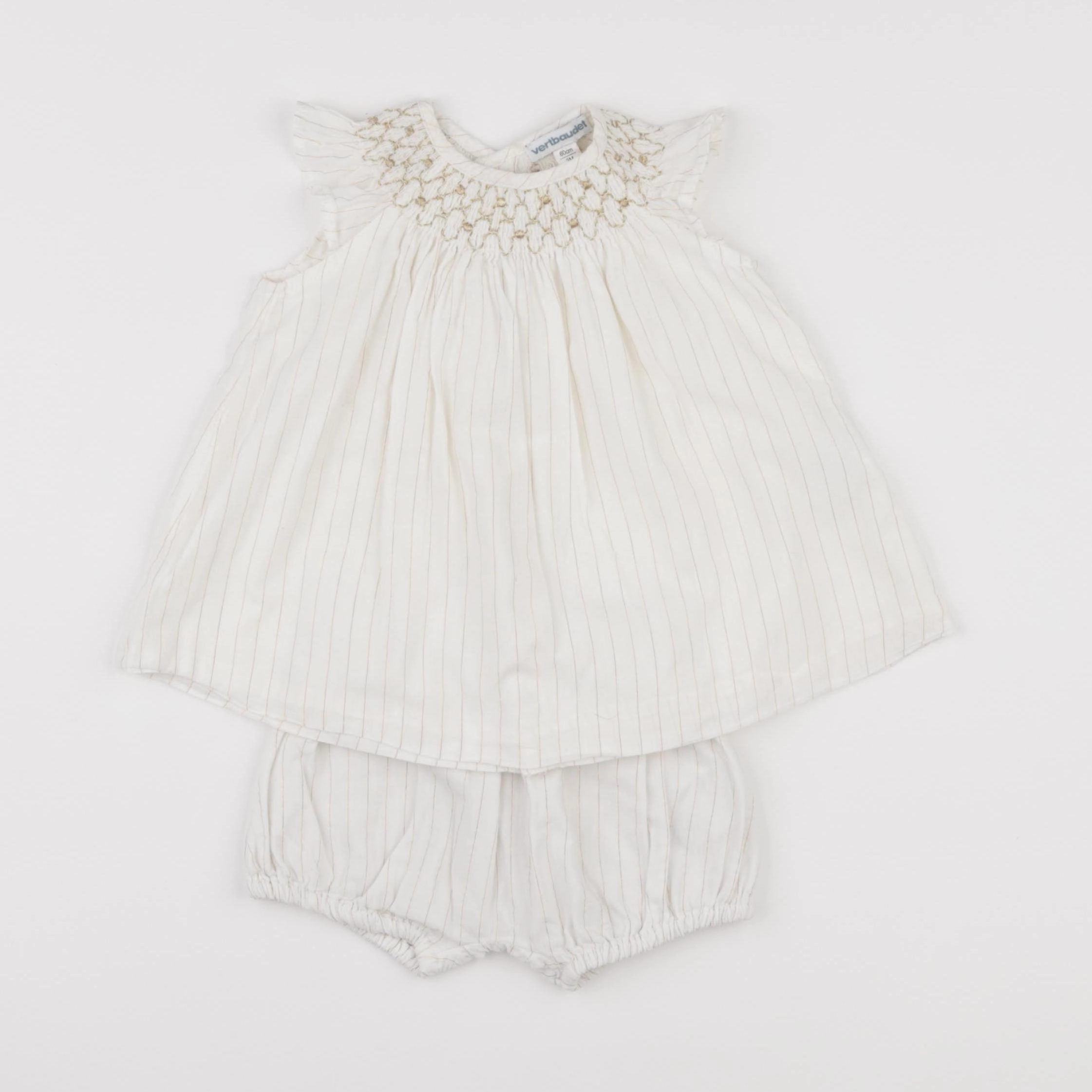 Vertbaudet - robe blanc, or - 6 mois