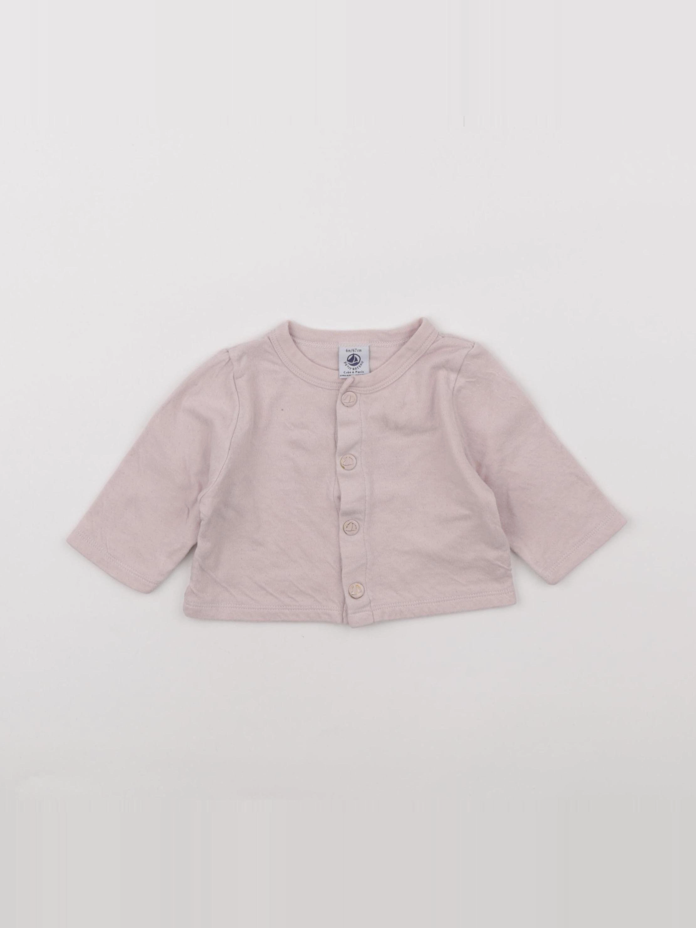 Petit Bateau - gilet rose - 6 mois