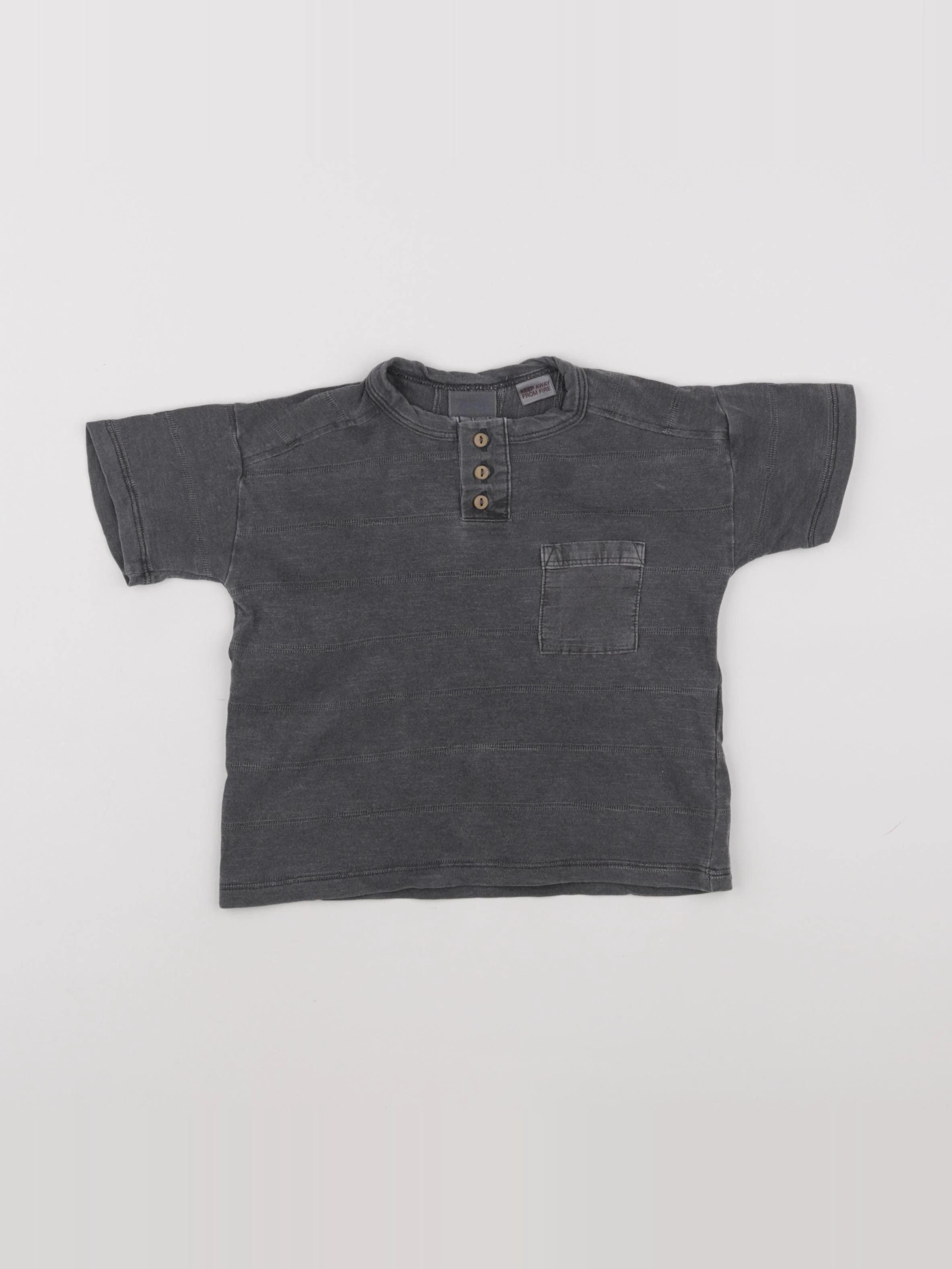 Zara - tee-shirt gris - 6/9 mois