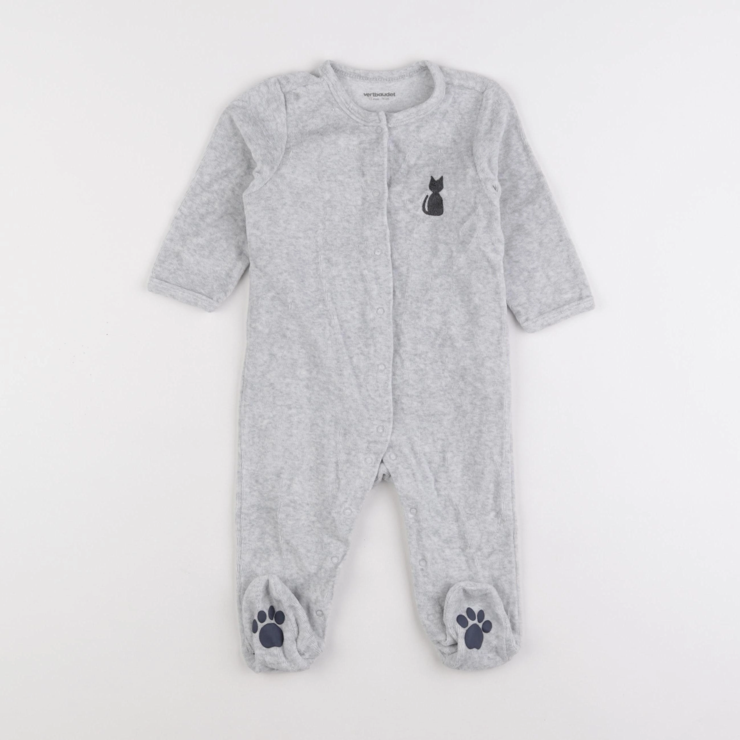 Vertbaudet - pyjama velours gris - 12 mois