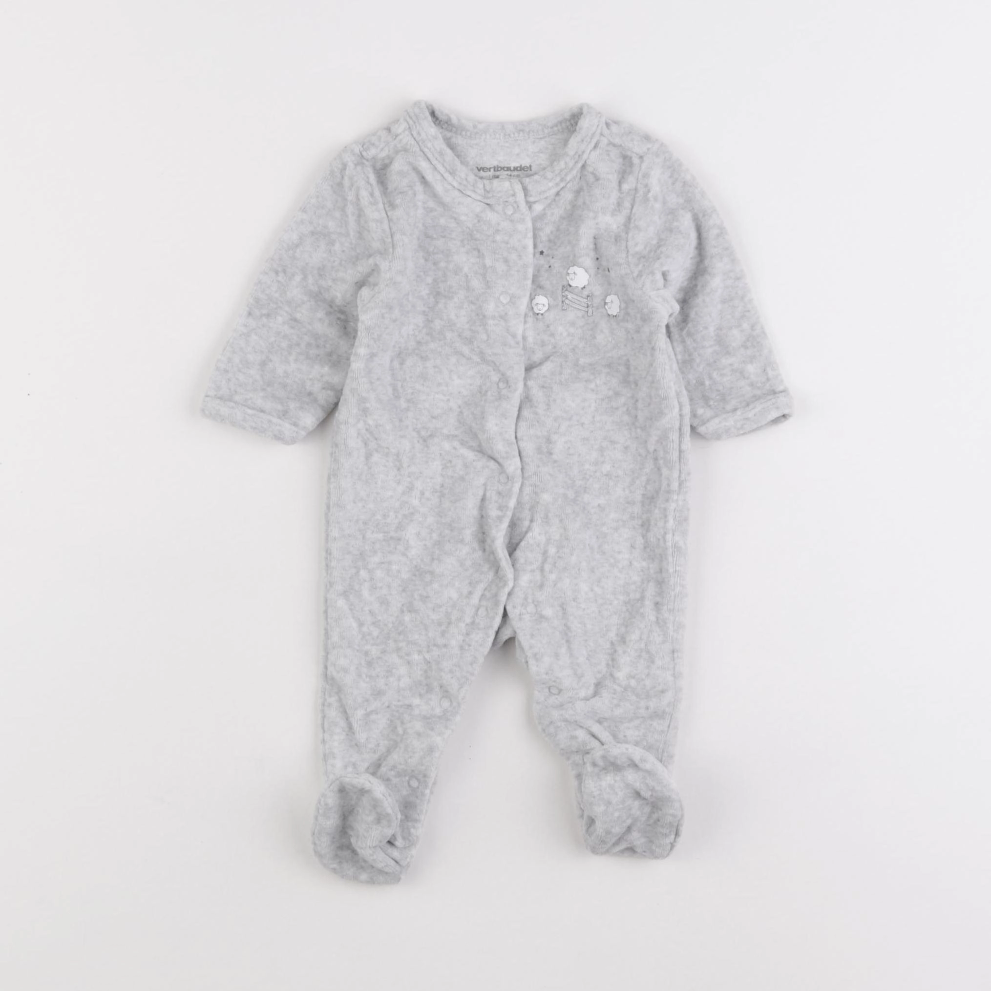 Vertbaudet - pyjama velours gris - 1 mois