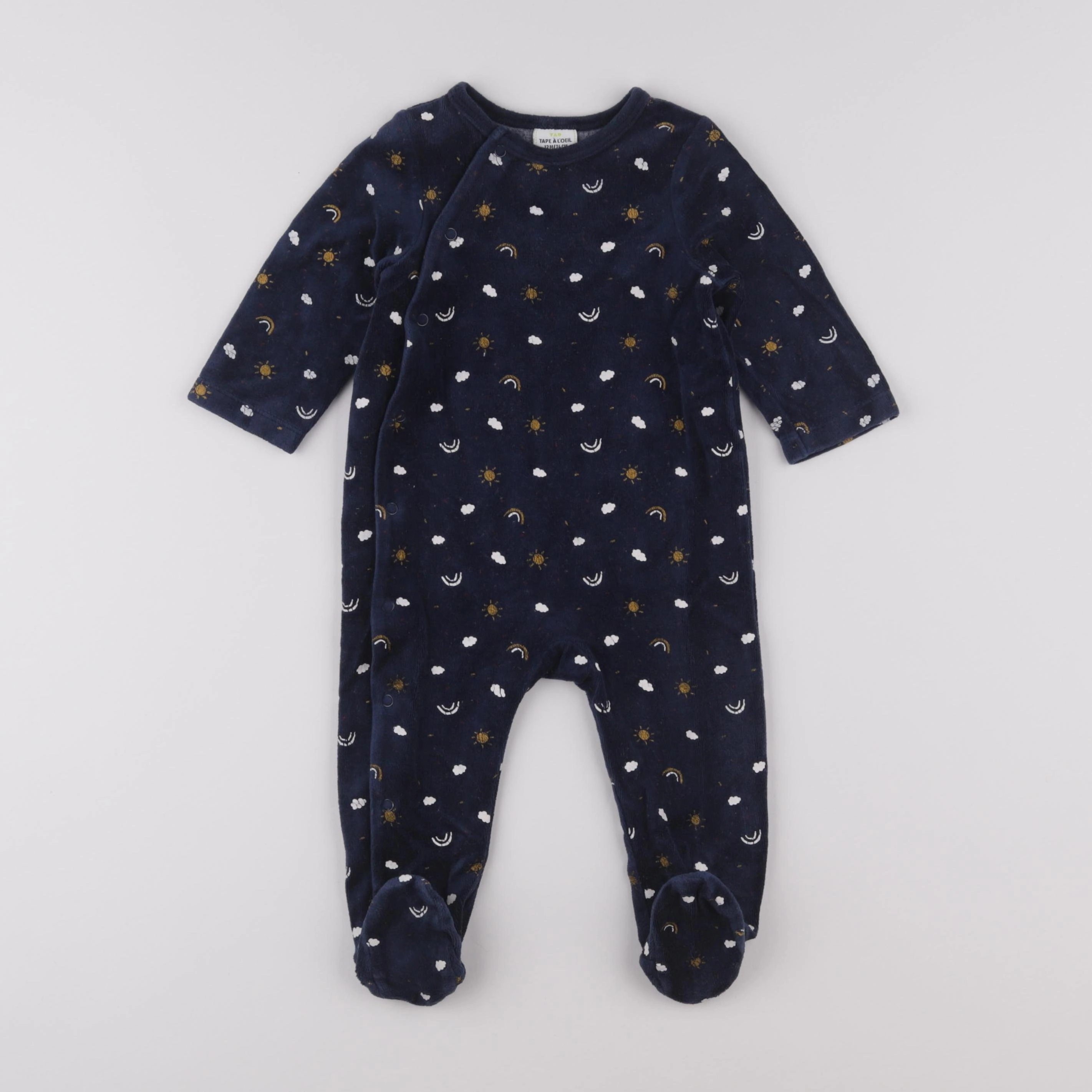 Tape à l'oeil - pyjama velours bleu - 12 mois