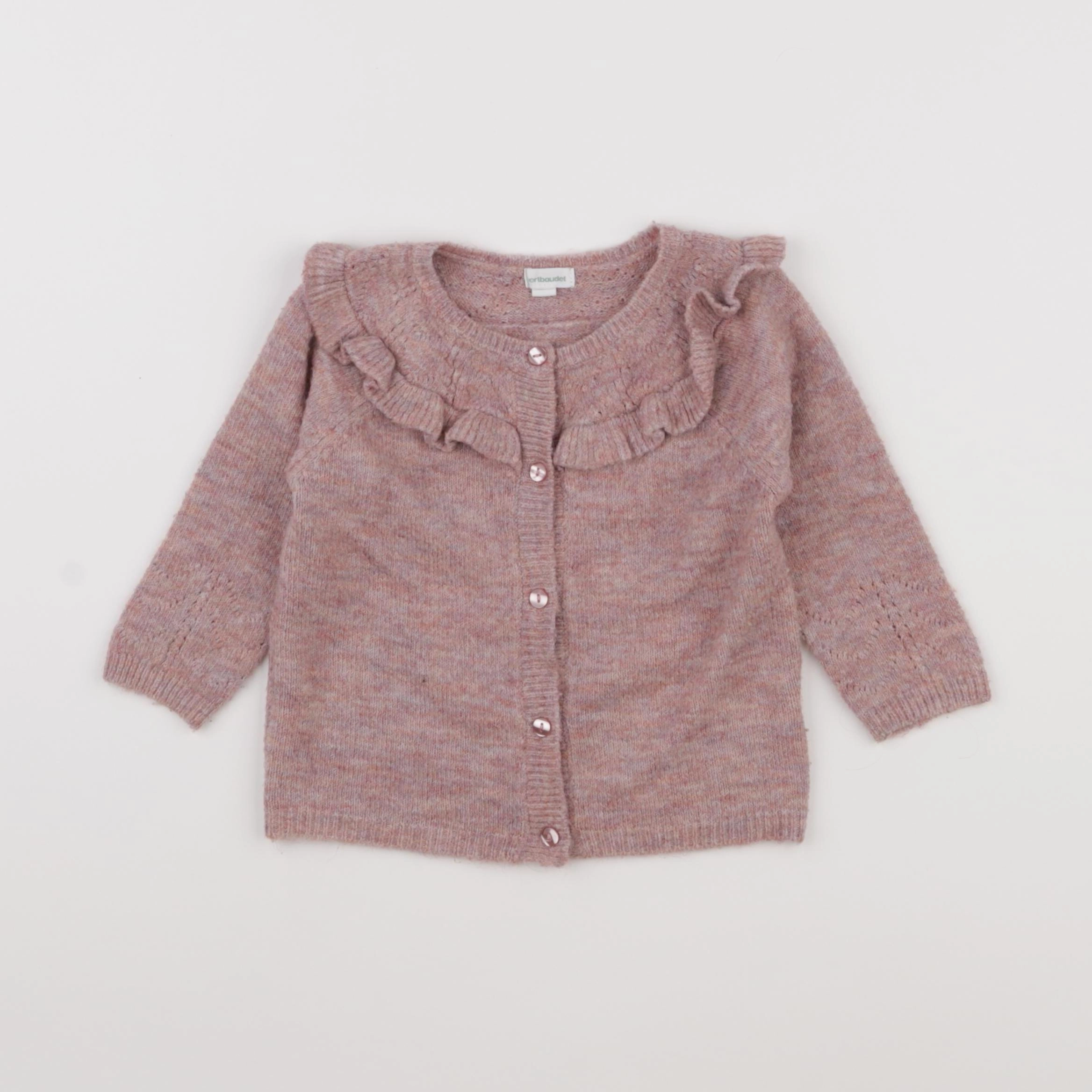 Vertbaudet - gilet rose - 12 mois