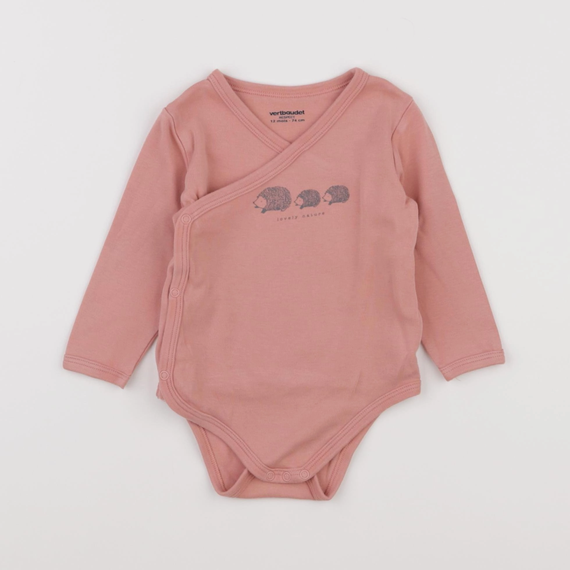 Vertbaudet - body rose - 12 mois