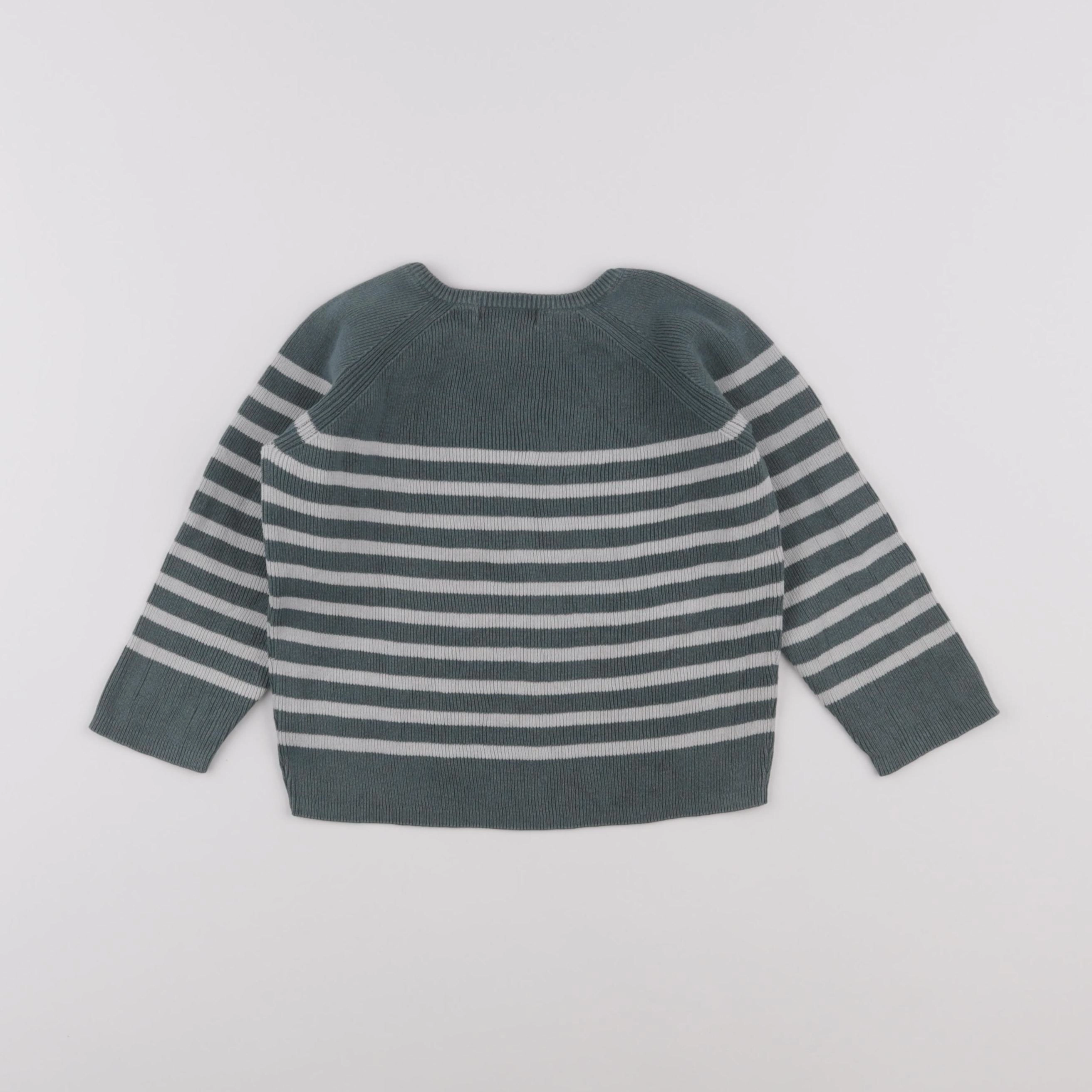Vertbaudet - pull blanc, vert - 24 mois
