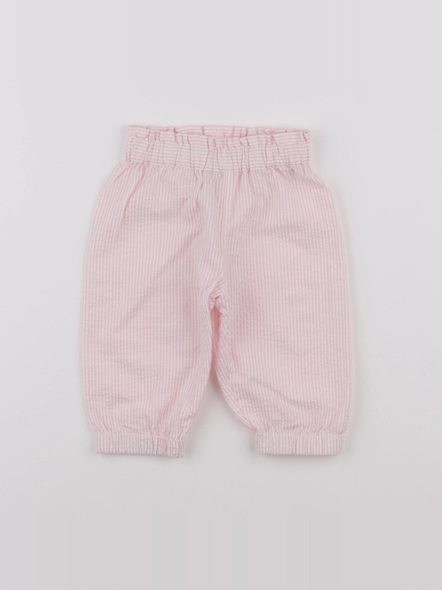Bonton - pantalon blanc, rose - 6 mois