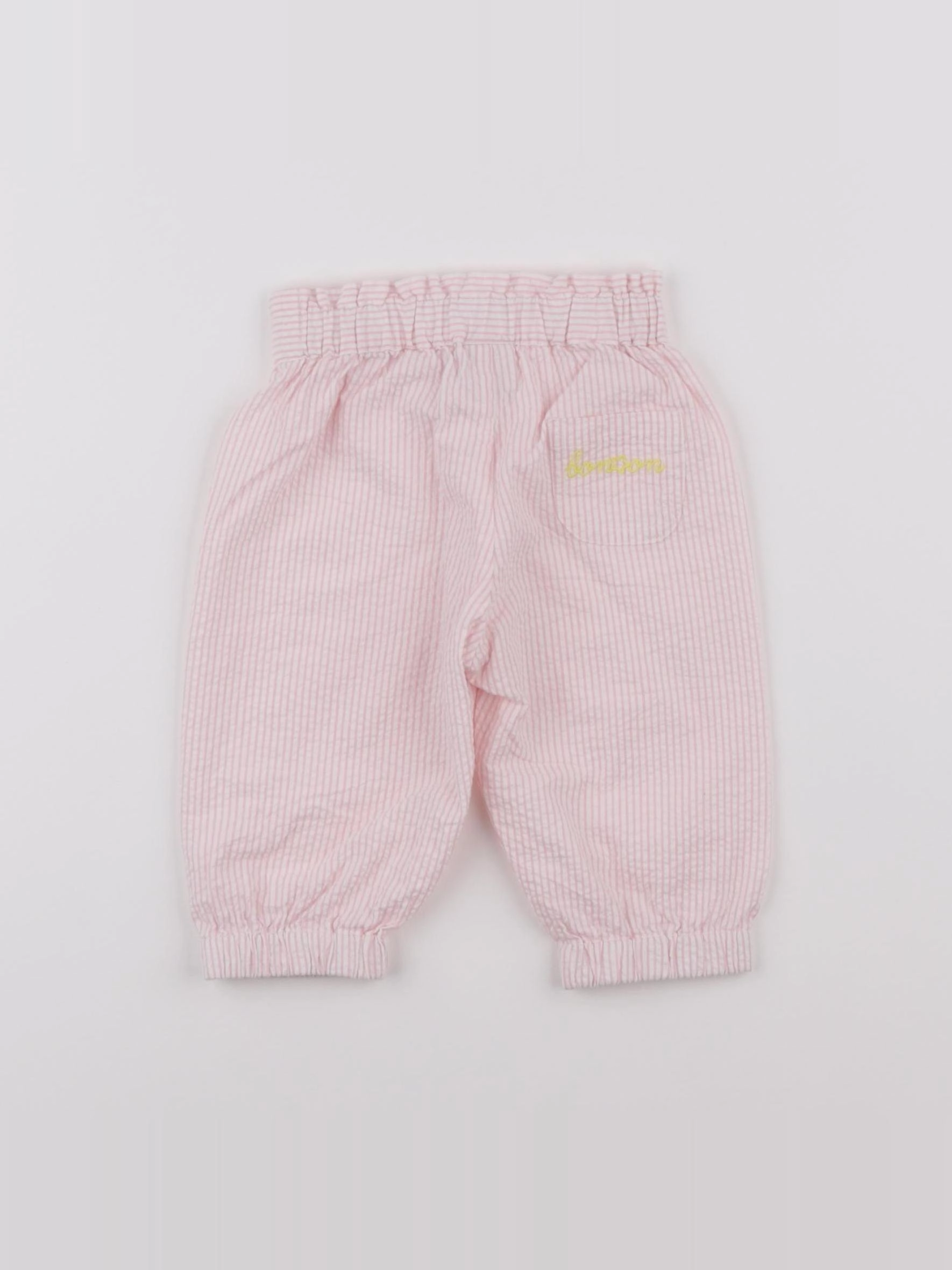 Bonton - pantalon blanc, rose - 6 mois