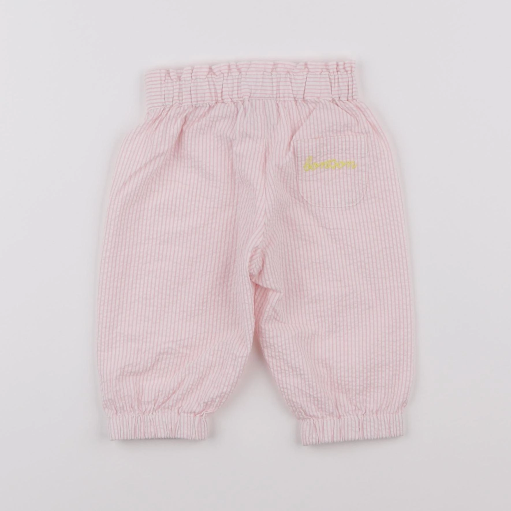 Bonton - pantalon blanc, rose - 6 mois