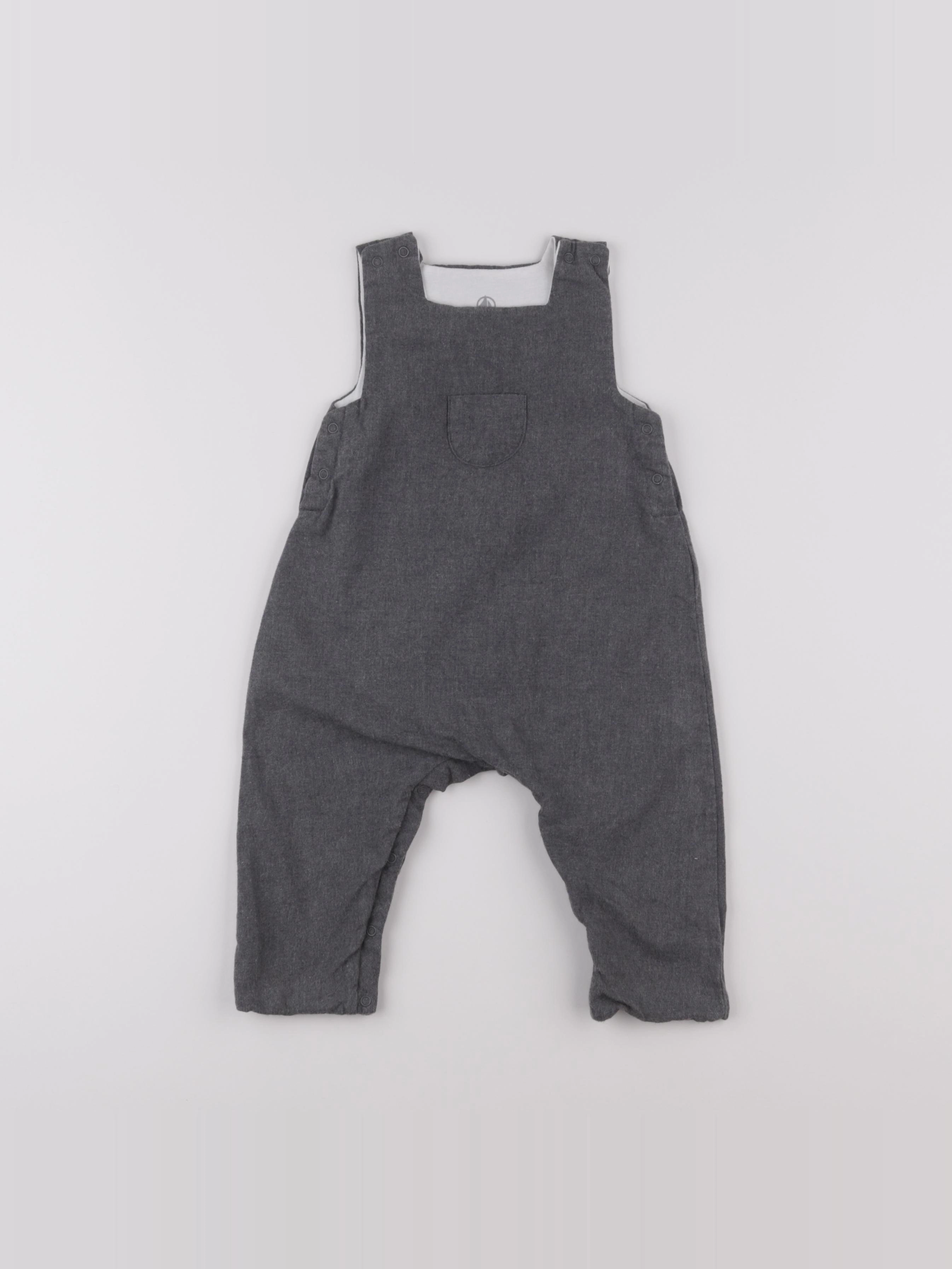 Petit Bateau - salopette gris - 6 mois