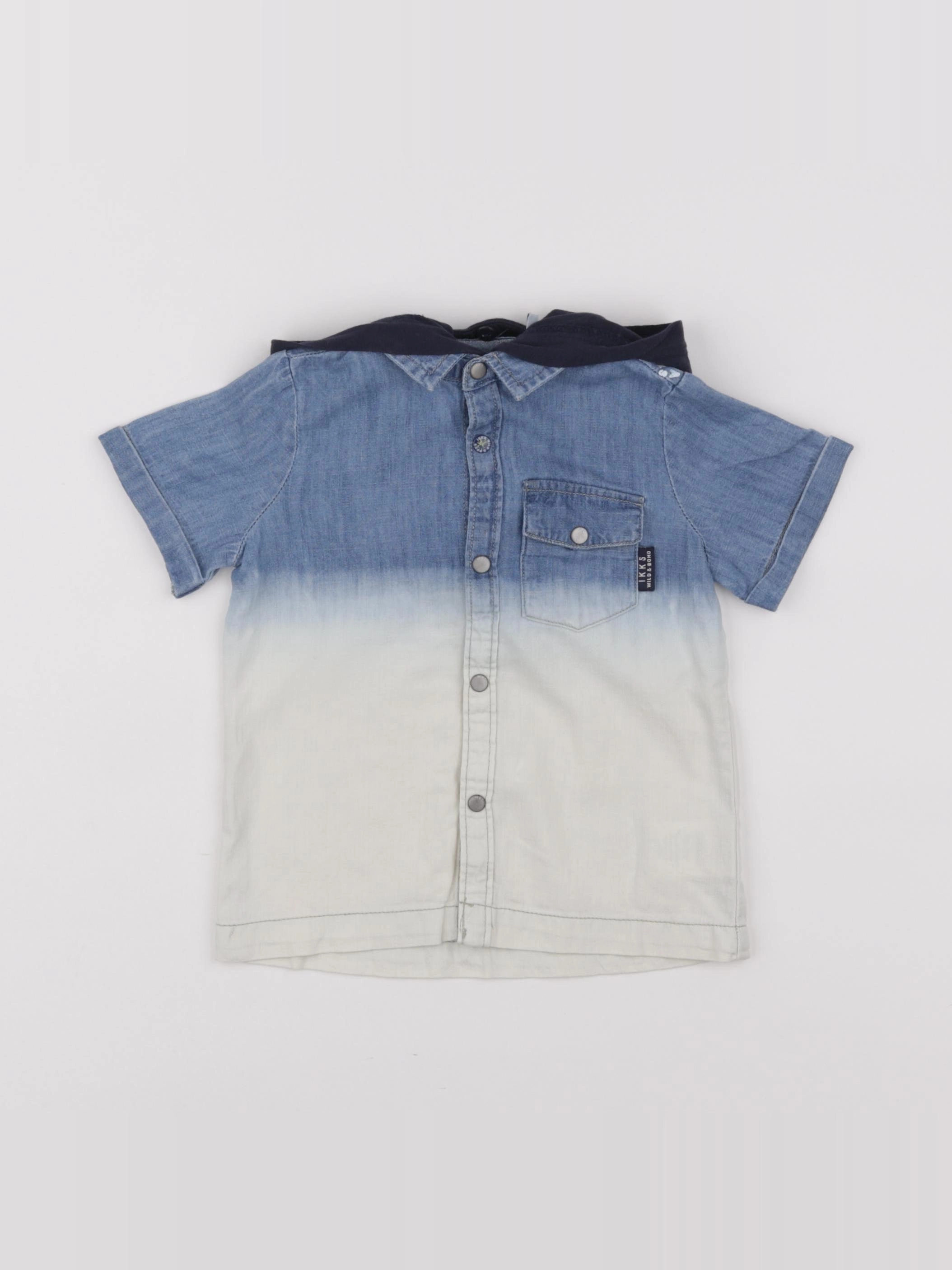 IKKS - chemise imprimé au dos bleu, blanc - 18 mois