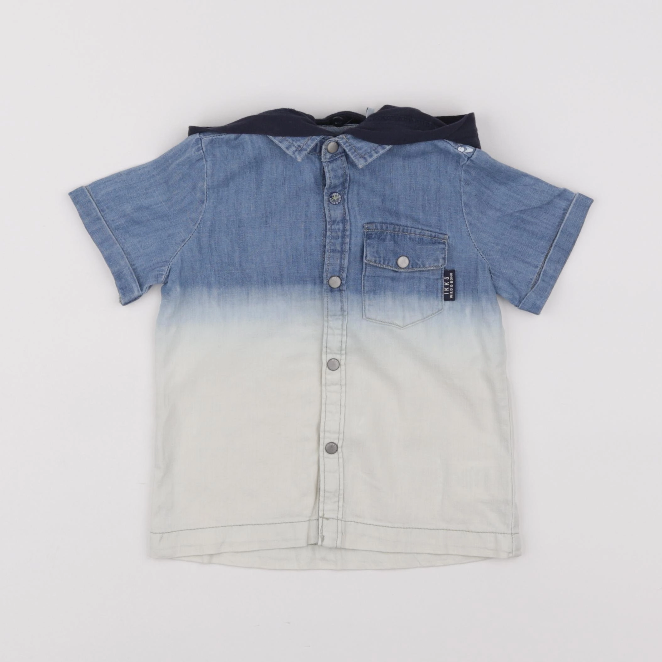IKKS - chemise imprimé au dos bleu, blanc - 18 mois