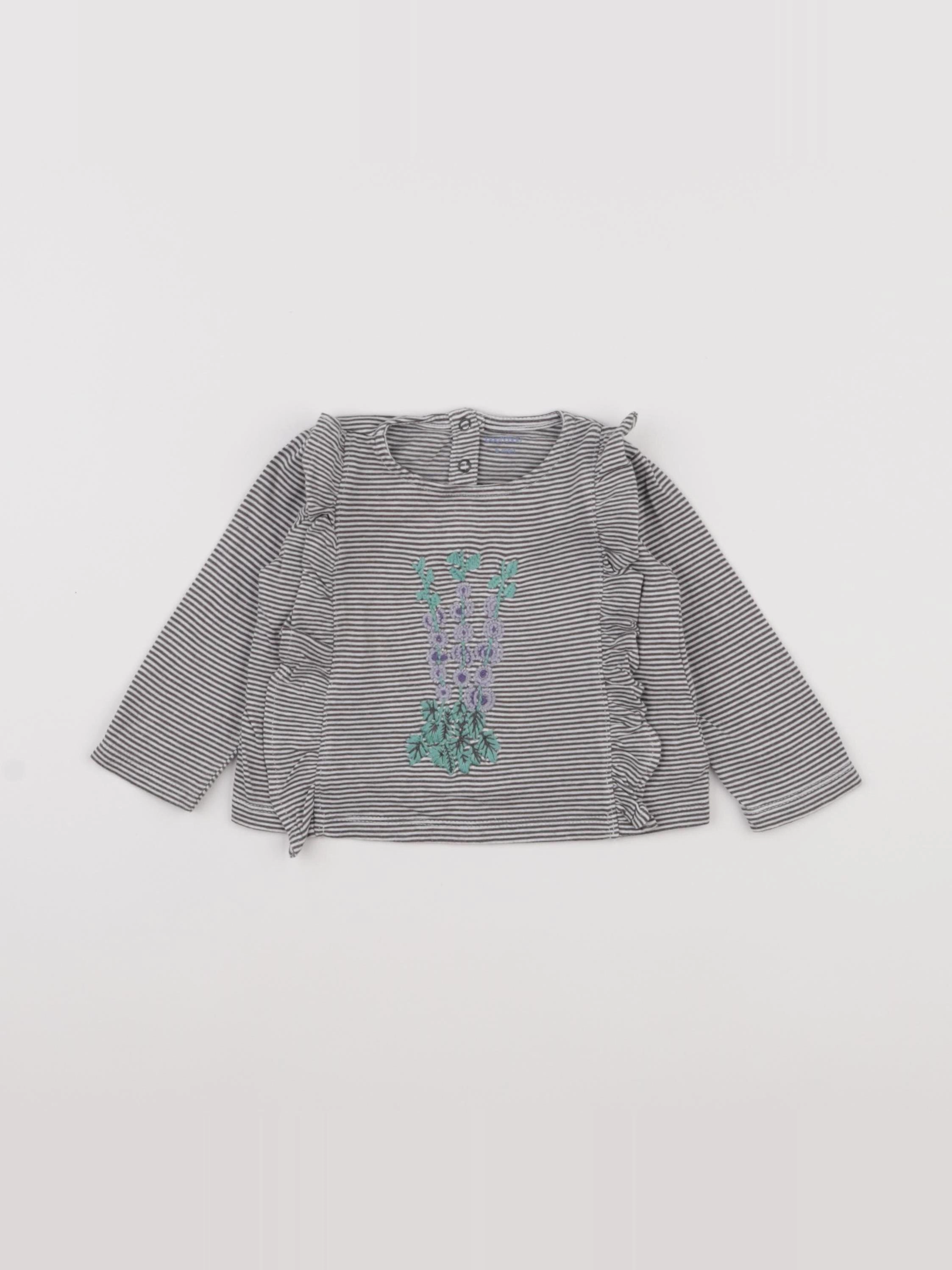 Boutchou - tee-shirt blanc, bleu - 6 mois
