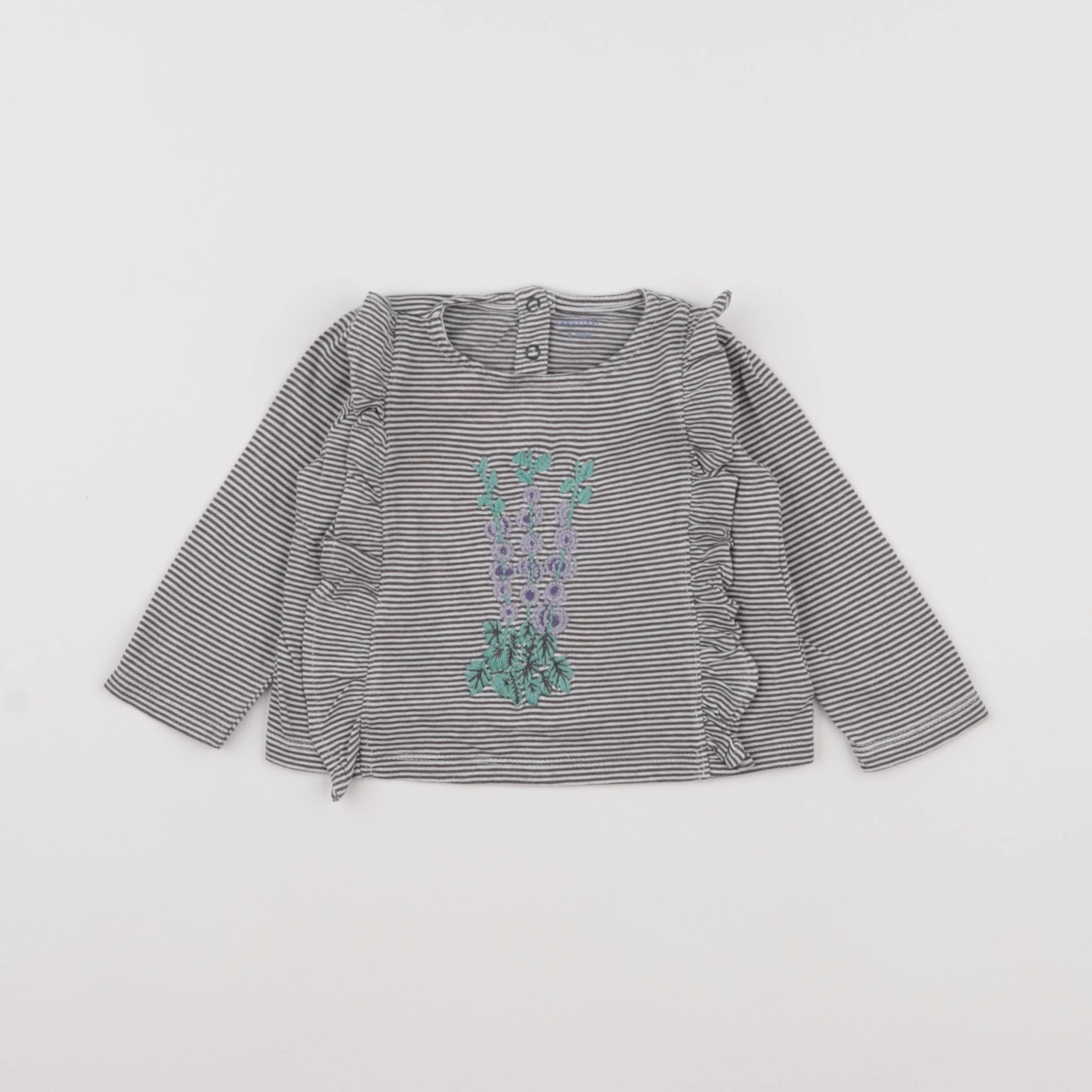 Boutchou - tee-shirt blanc, bleu - 6 mois